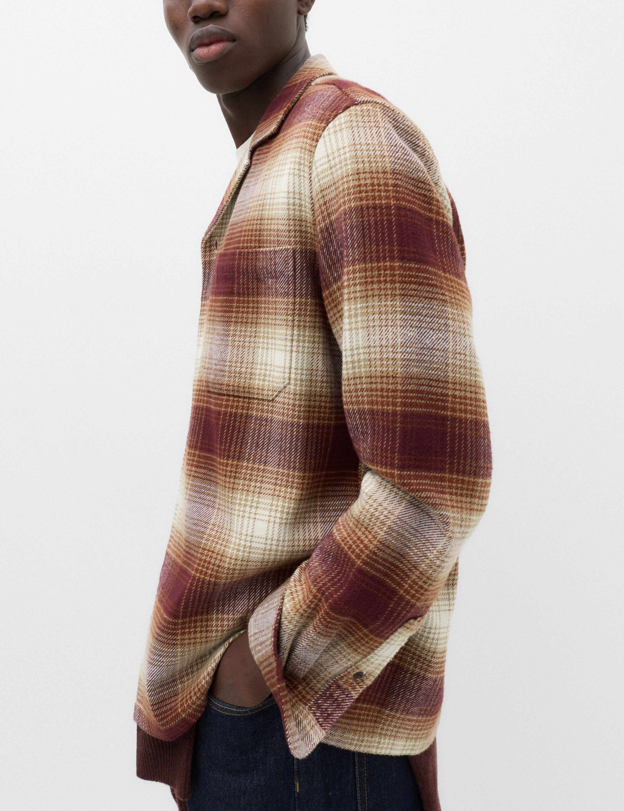 Pure Cotton Checked Revere Collar Flannel Shirt 3 of 6