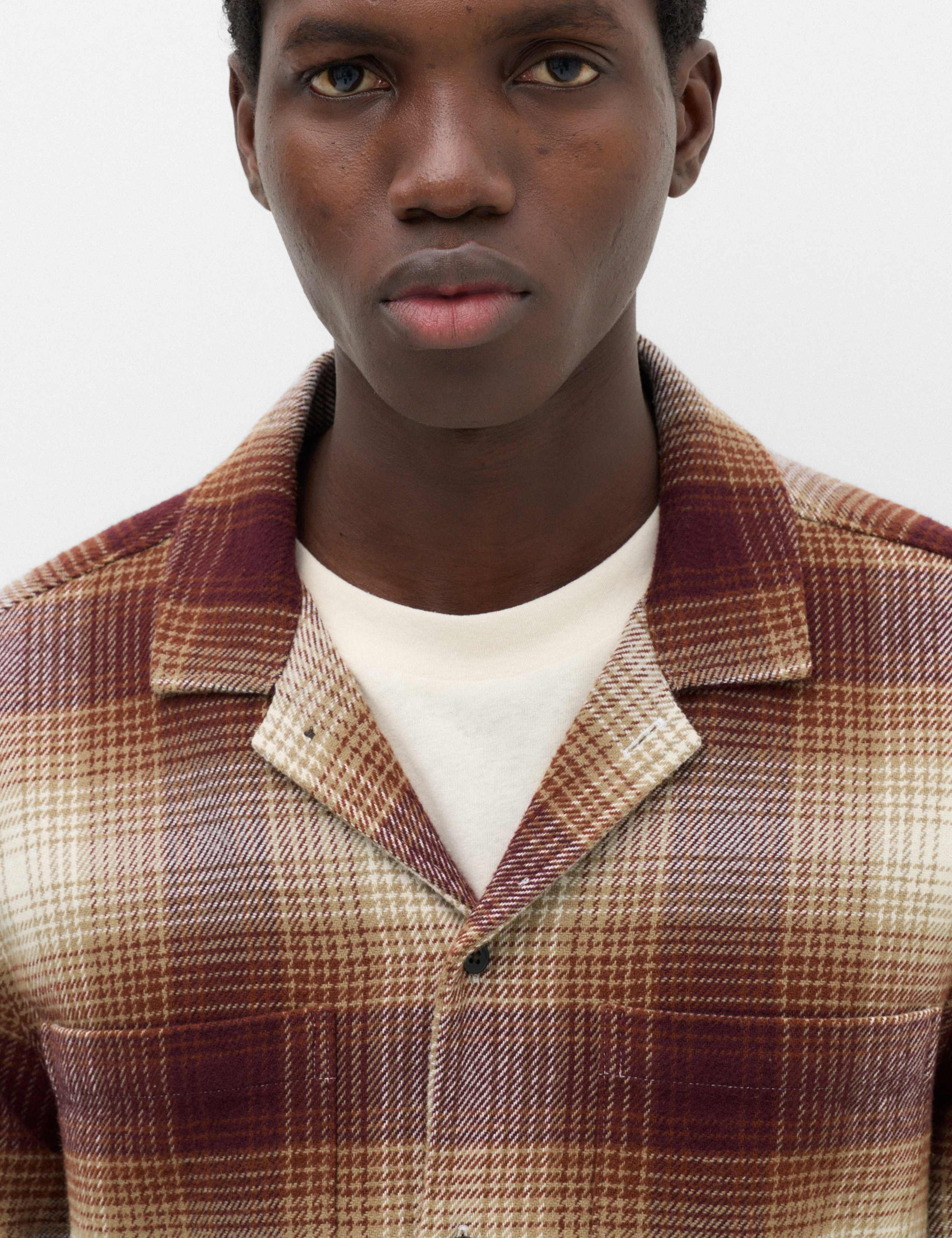 Pure Cotton Checked Revere Collar Flannel Shirt 4 of 6