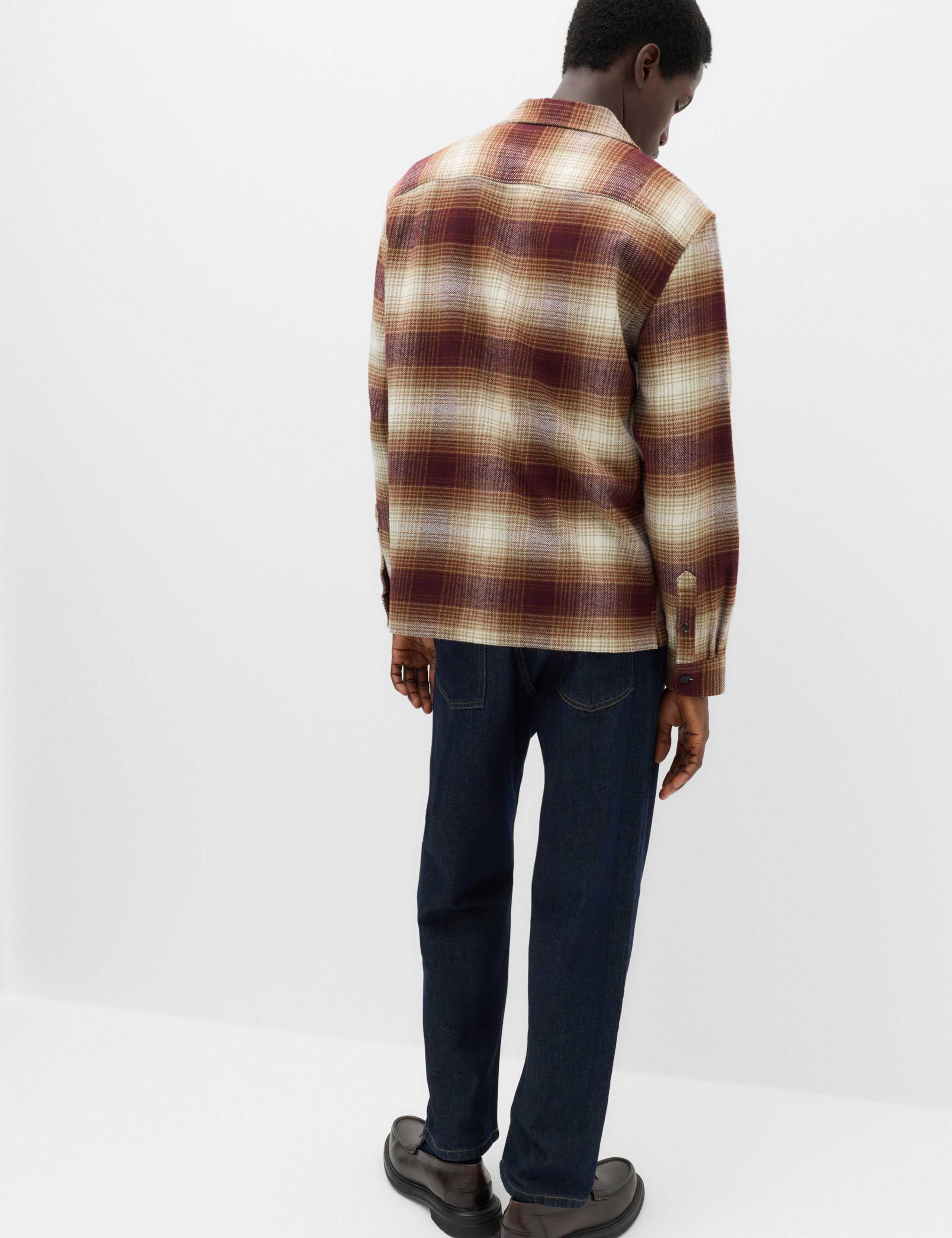 Pure Cotton Checked Revere Collar Flannel Shirt 5 of 6