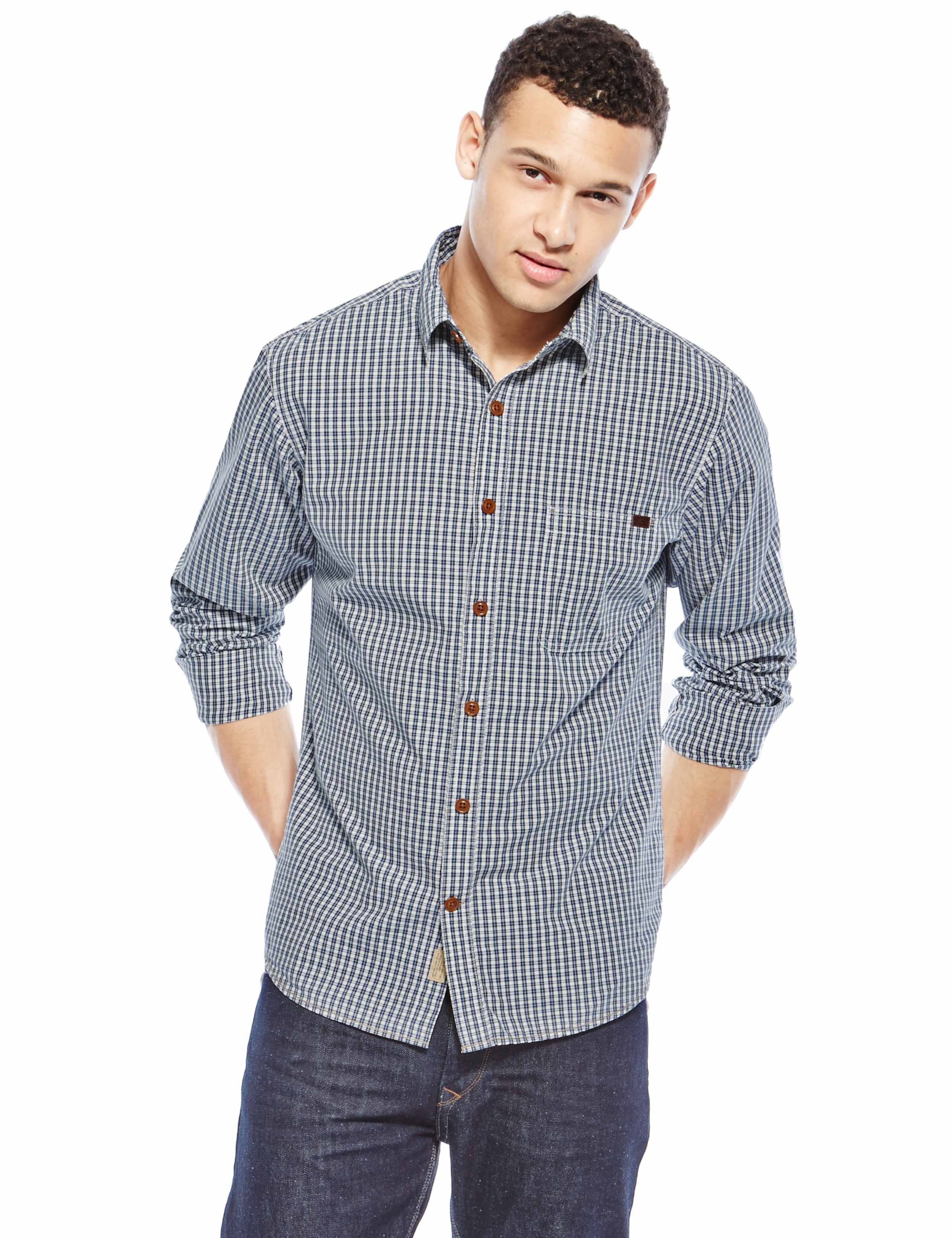 Pure Cotton Tailored Fit Shirt with Pocket 1 of 5