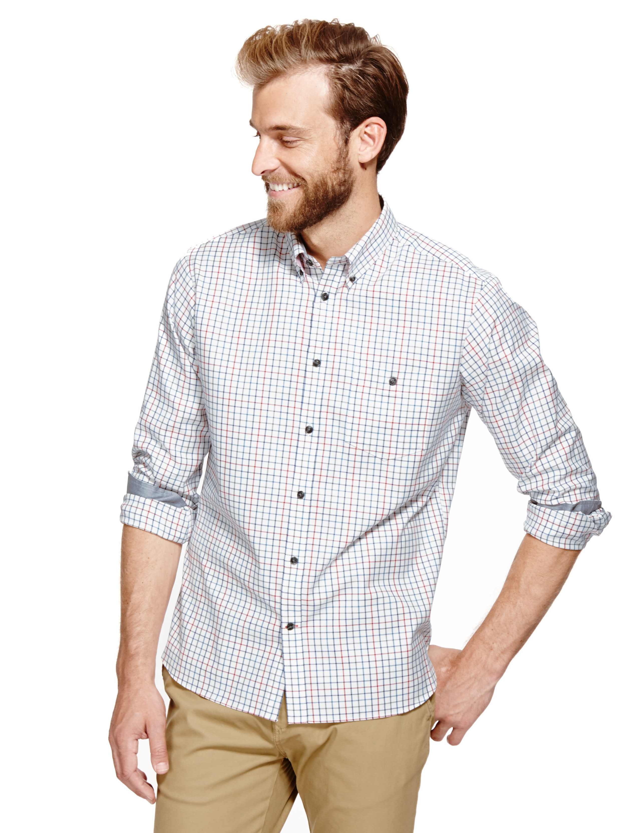 Luxury Pure Cotton Checked Shirt 1 of 6