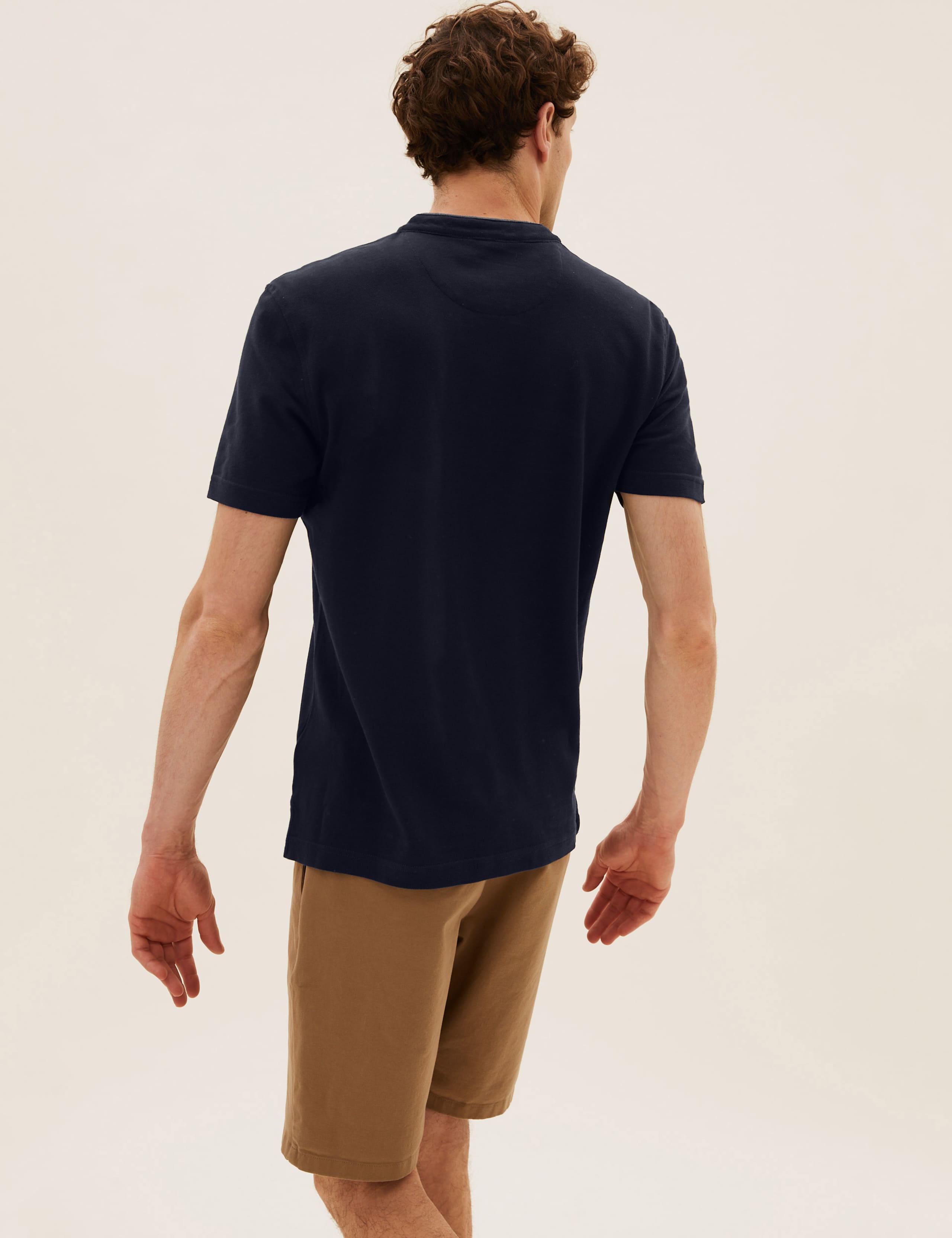 Pure Cotton Grandad Collar Polo Shirt 4 of 4