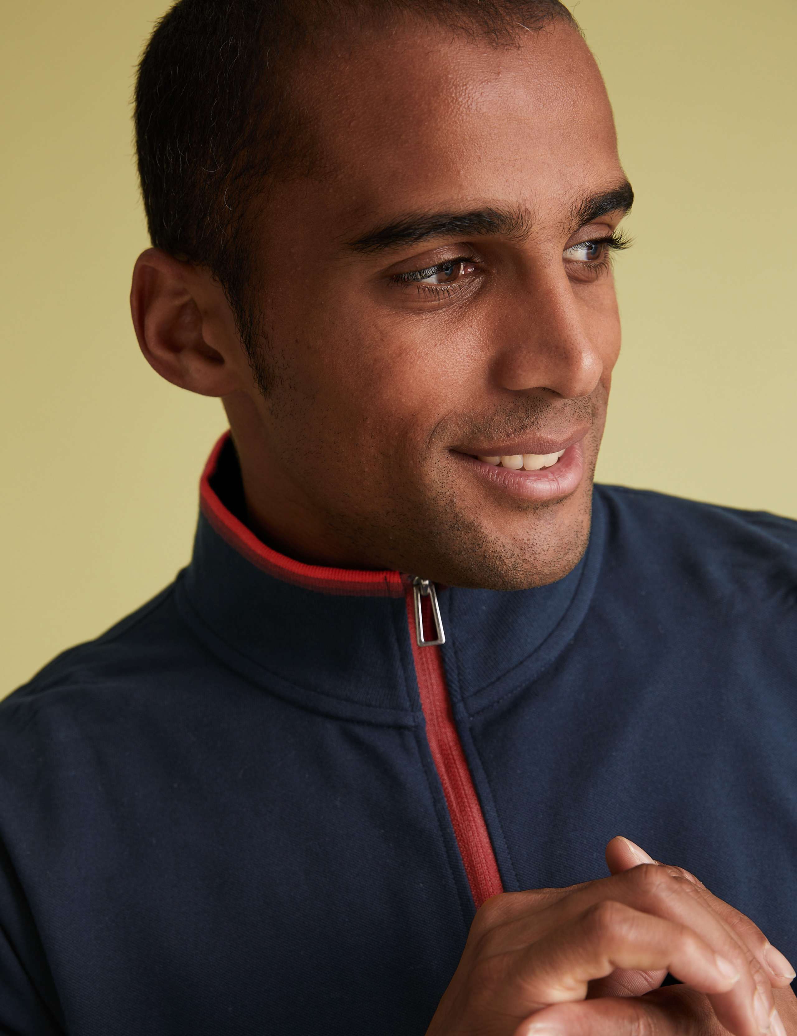 Cotton Tipped Collar Half Zip Sweatshirt 3 of 4