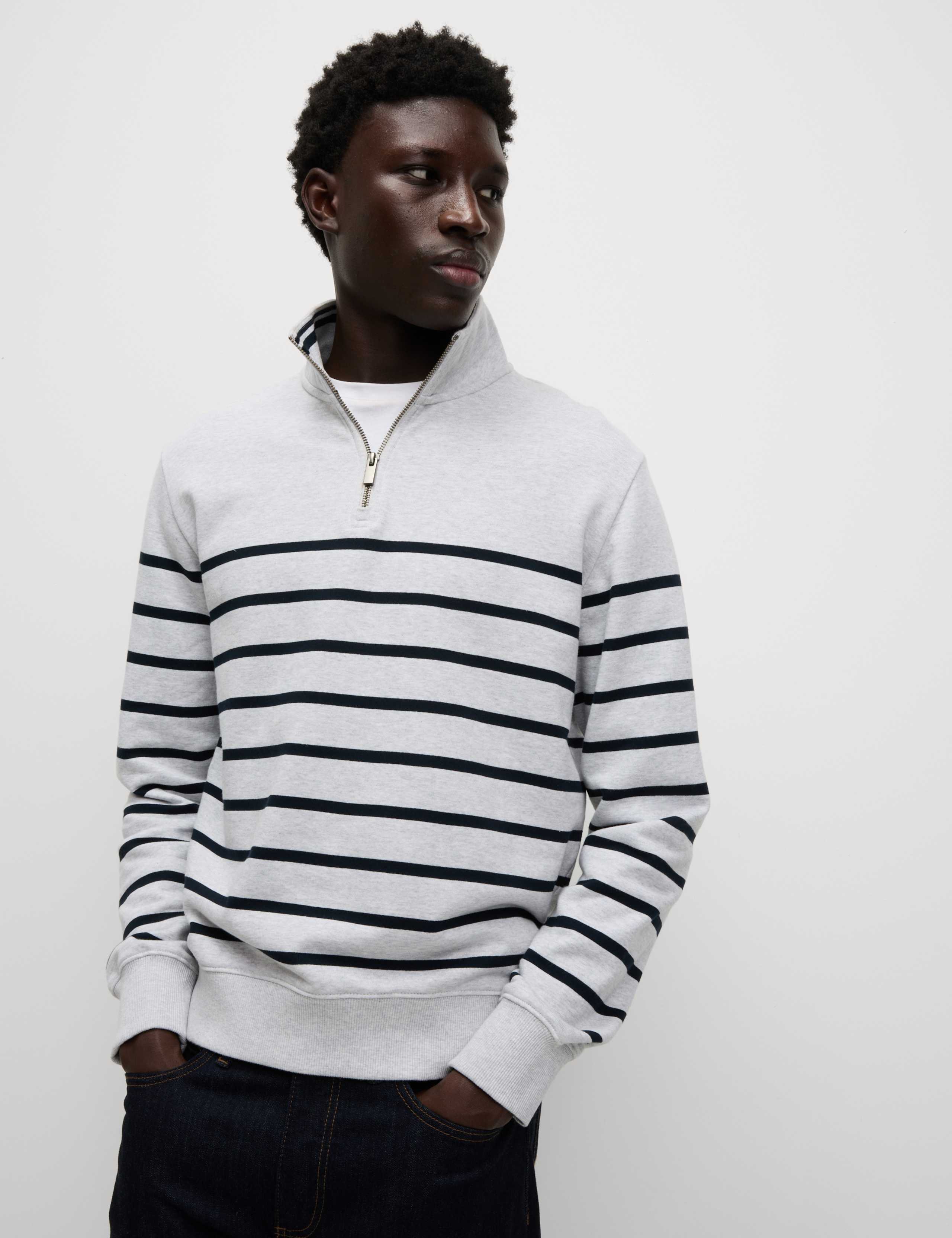 Pure Cotton Striped Sweatshirt 1 of 5
