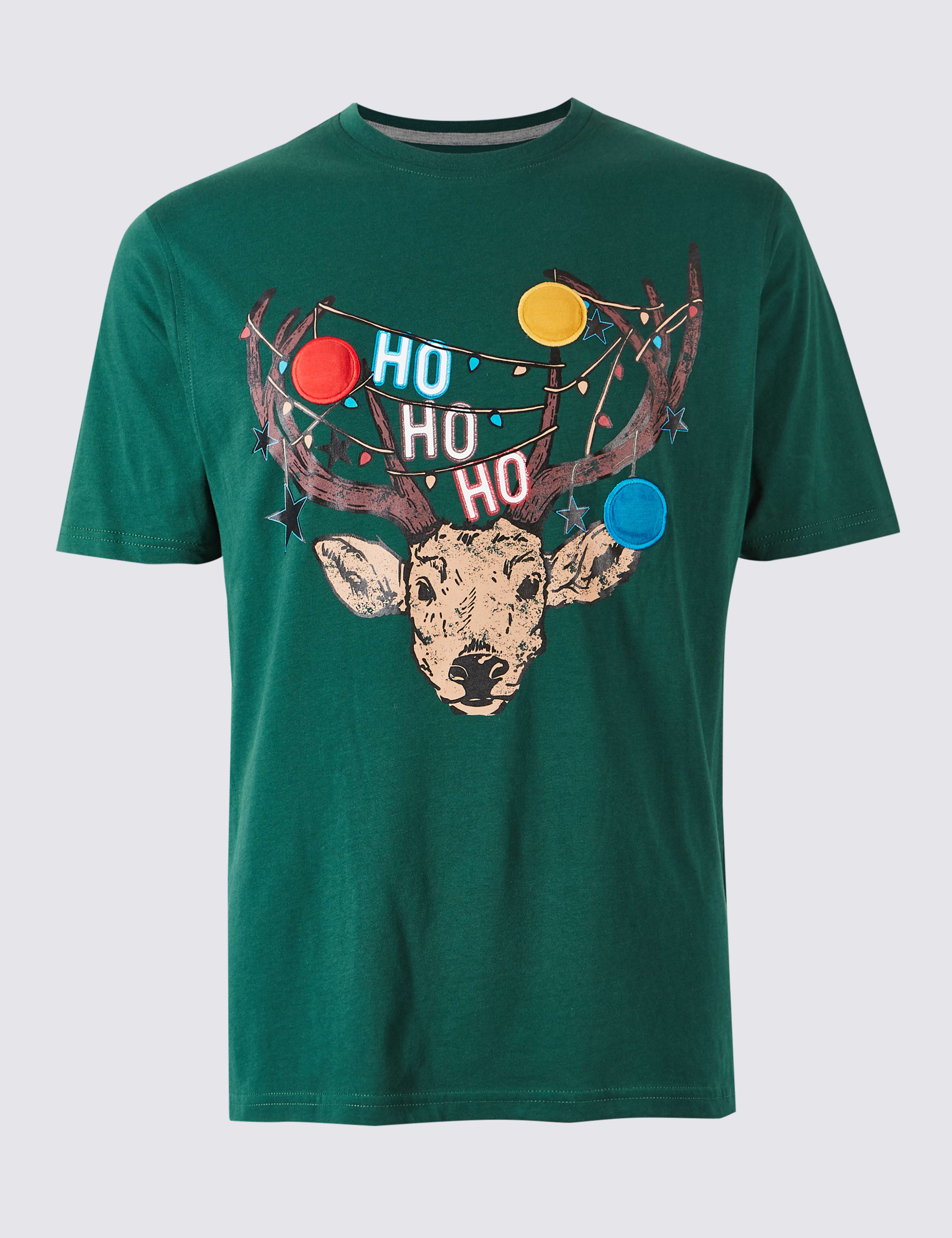 Tangled Reindeer Lights Christmas T-Shirt M&S Collection M&S IE
