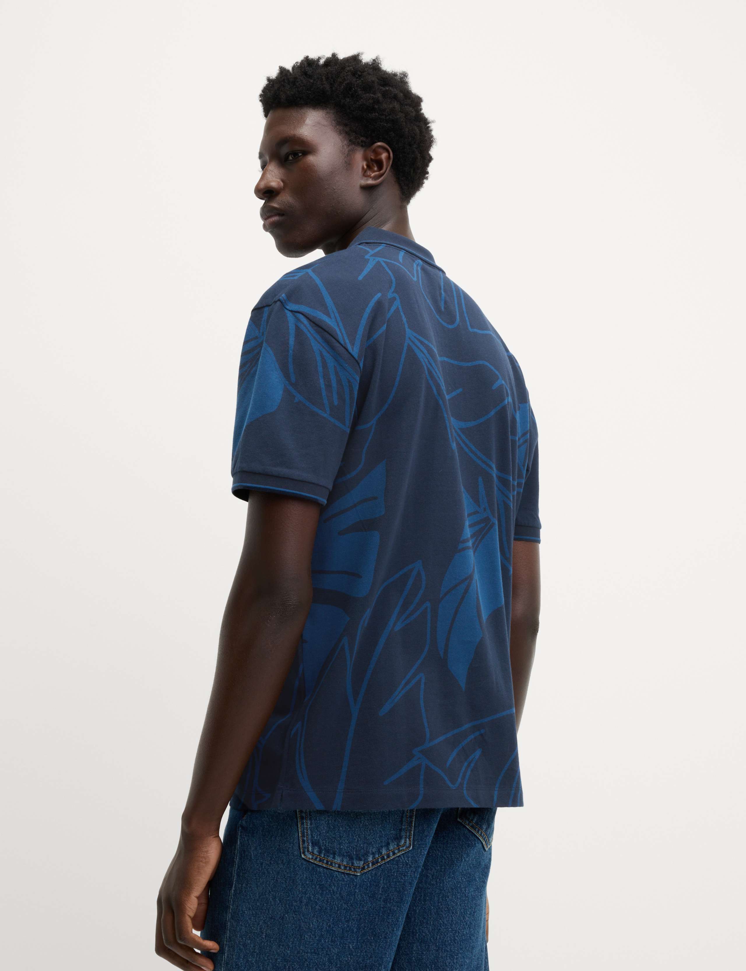 Pure Cotton Exploded Palm Print Polo Shirt 1 of 5