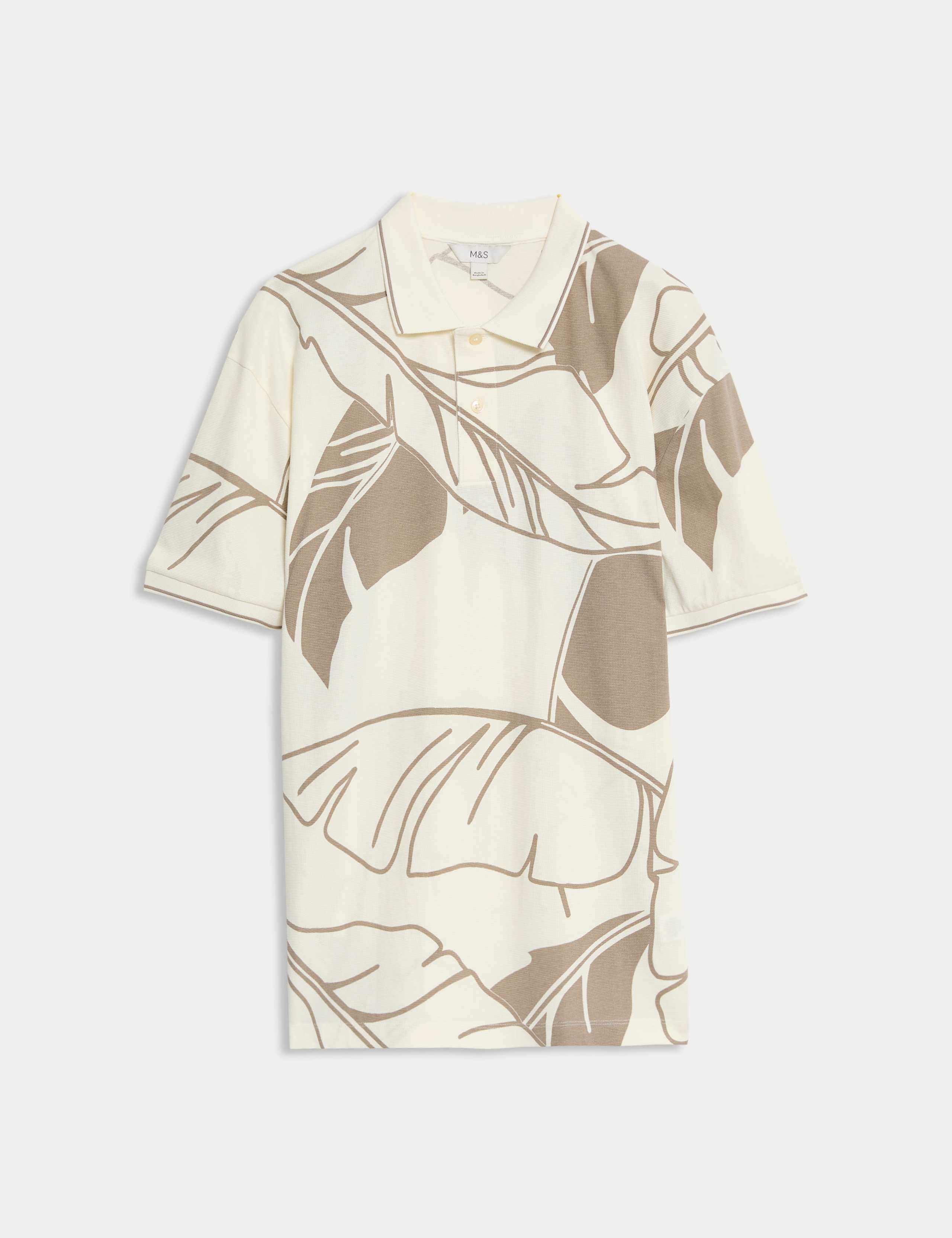 Pure Cotton Exploded Palm Print Polo Shirt 2 of 6