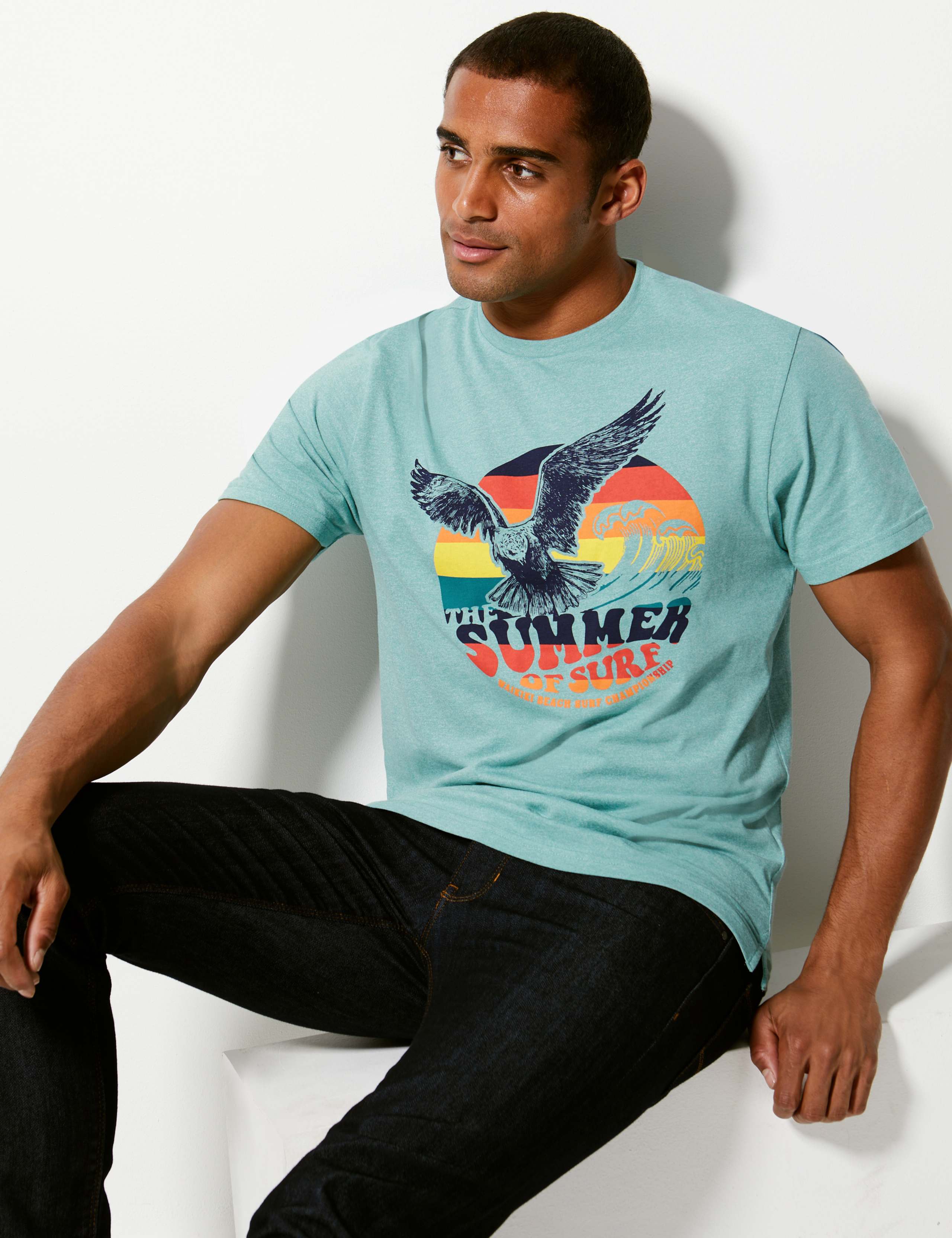 Cotton Blend Eagle Print T-Shirt 3 of 4