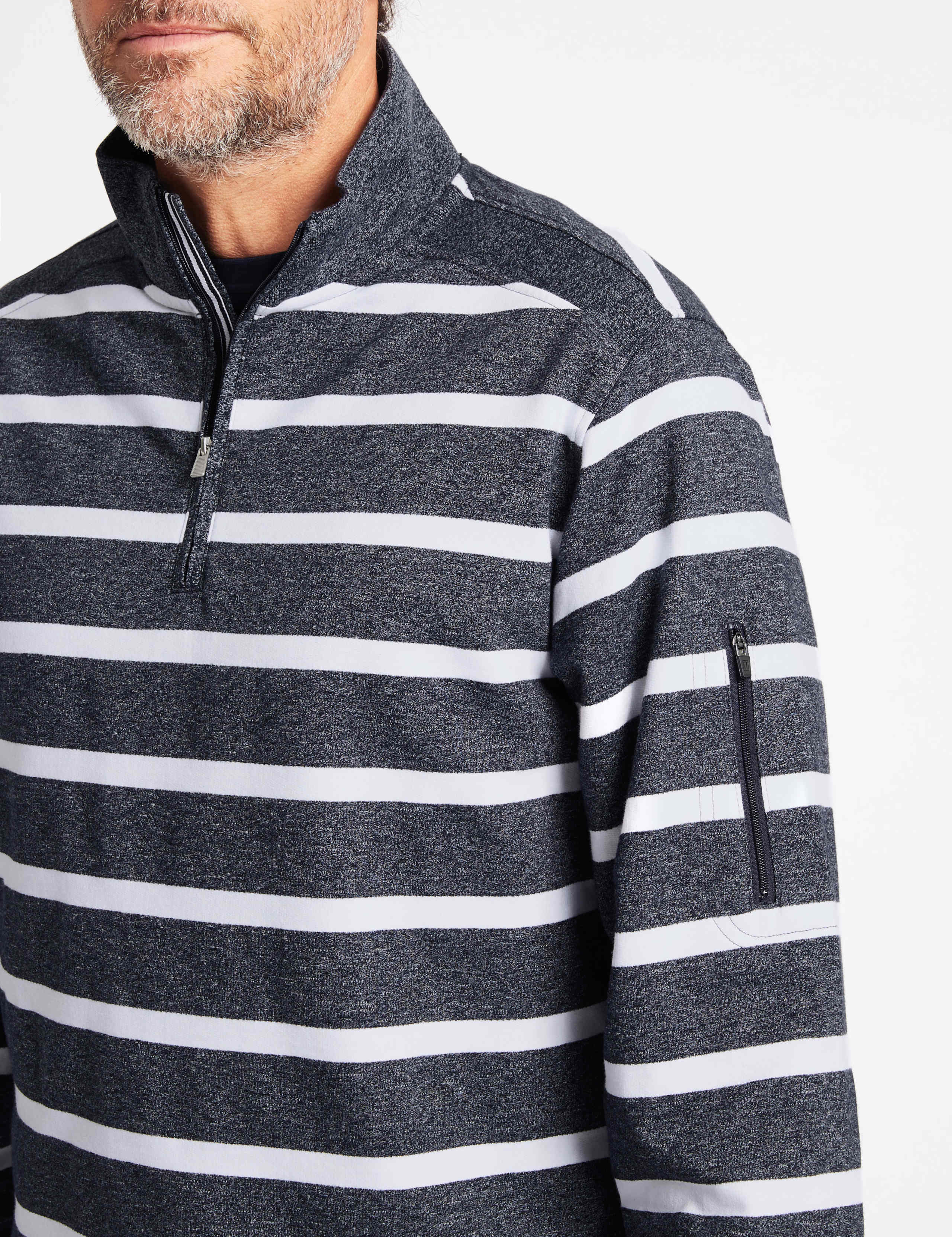 Cotton Rich Striped Half Zipped Sweatshirt 4 of 4