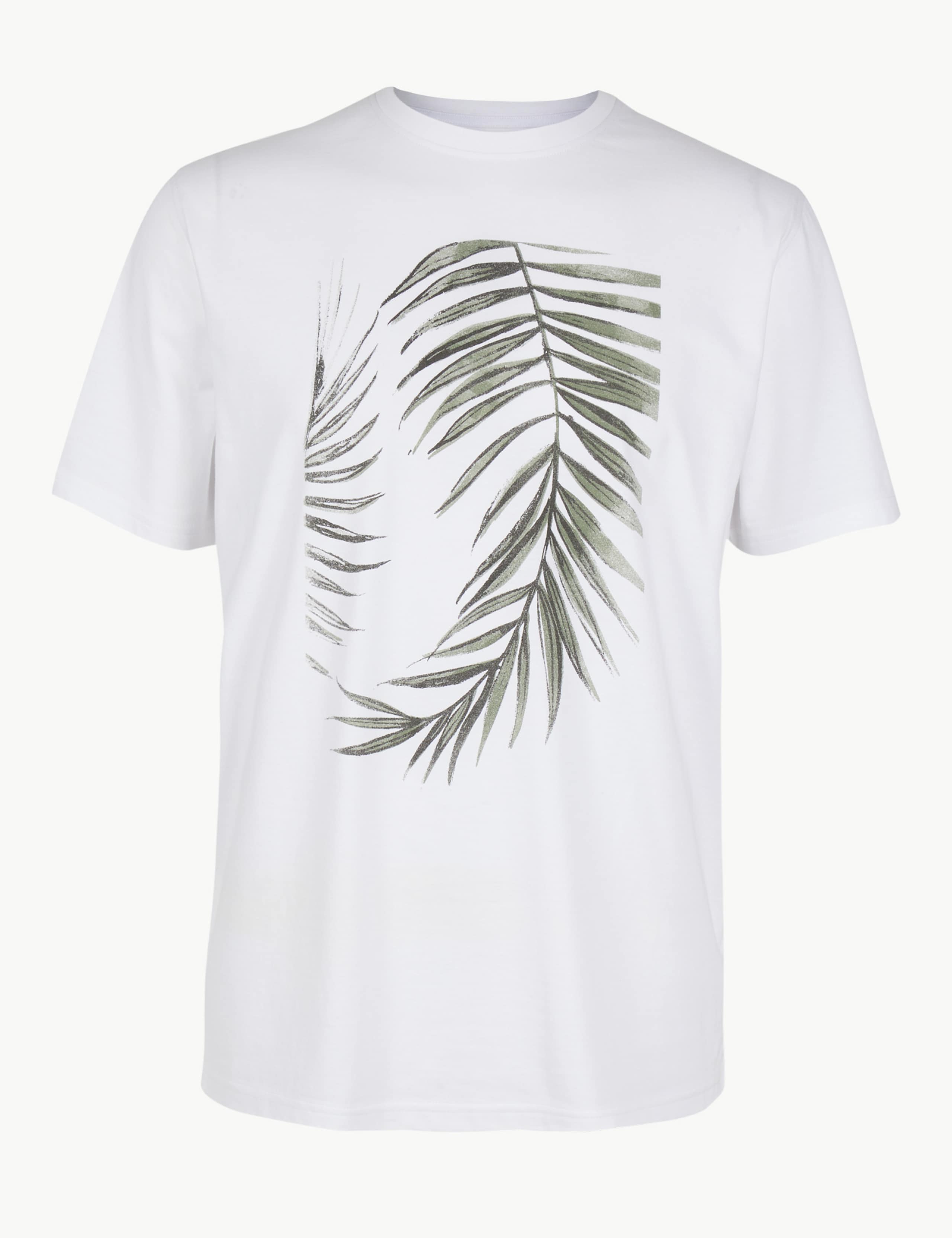 Pure Cotton Leaf Print T-Shirt 2 of 4