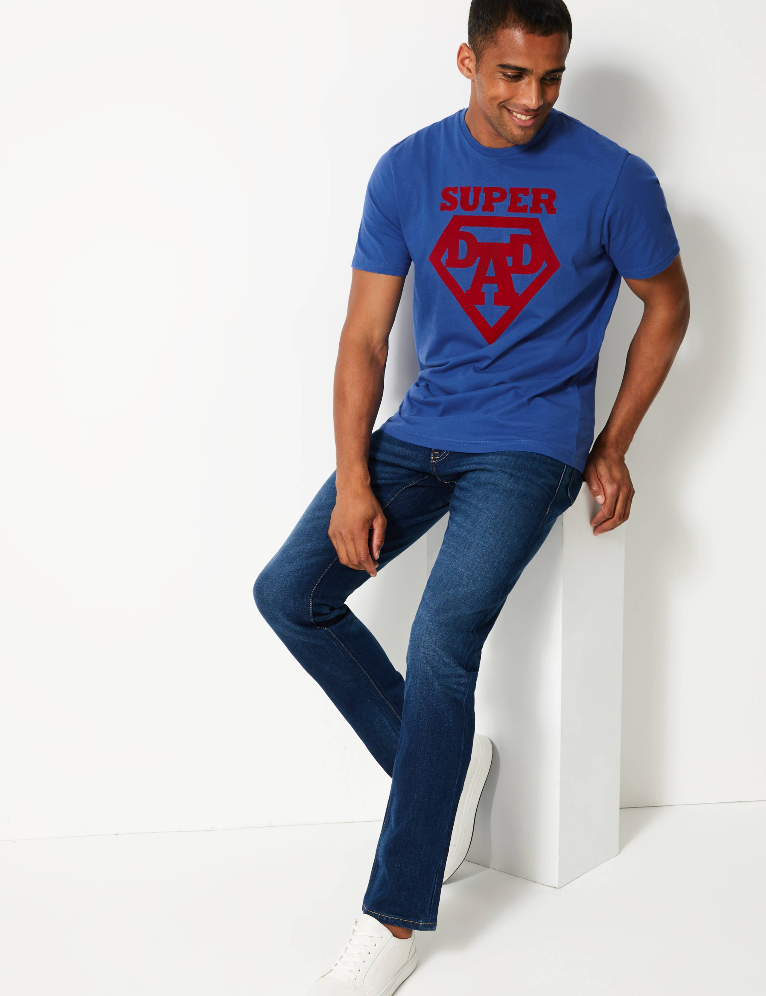 Pure Cotton Super Dad Print T-Shirt 1 of 4