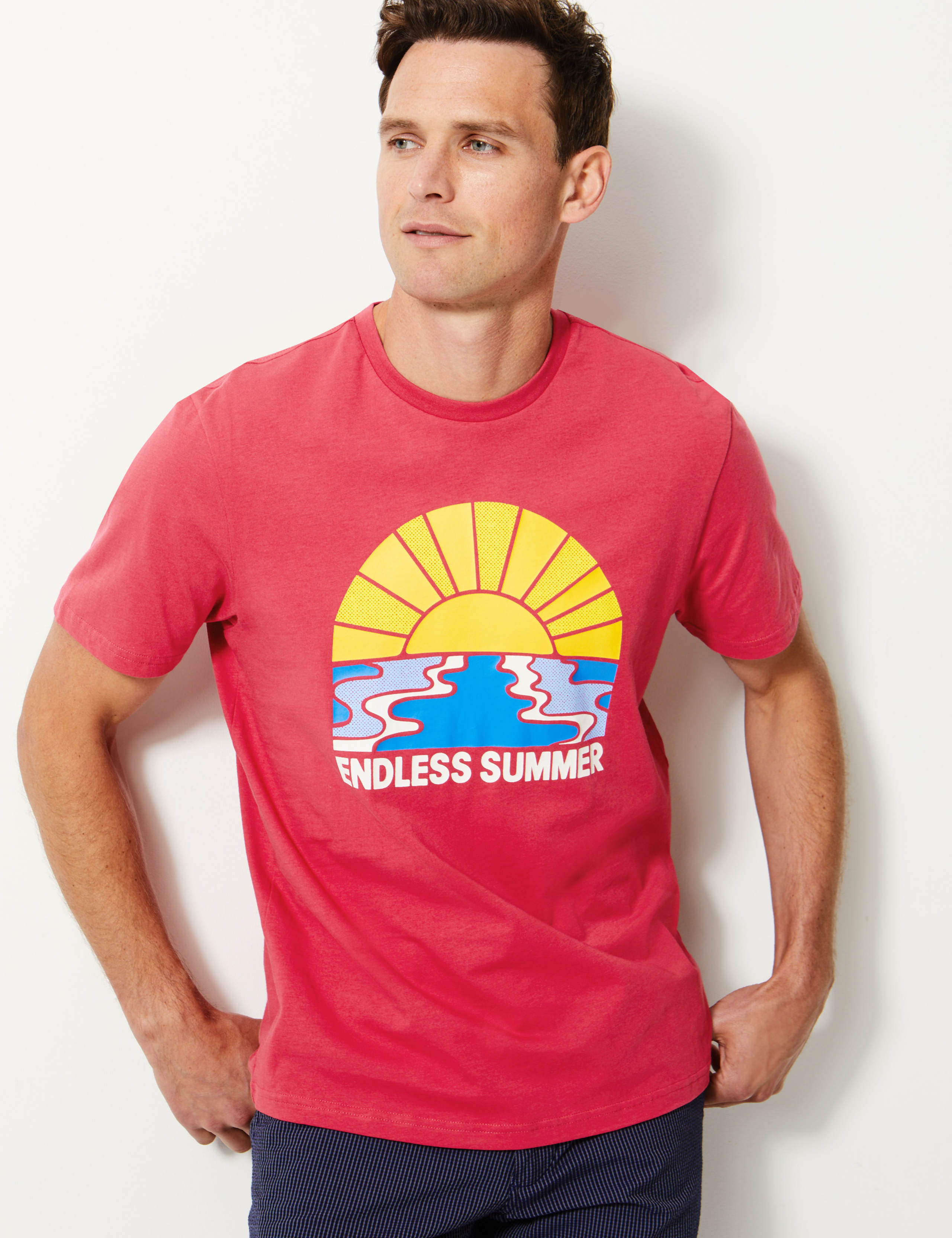 Pure Cotton Printed Crew Neck T-Shirt 1 of 3