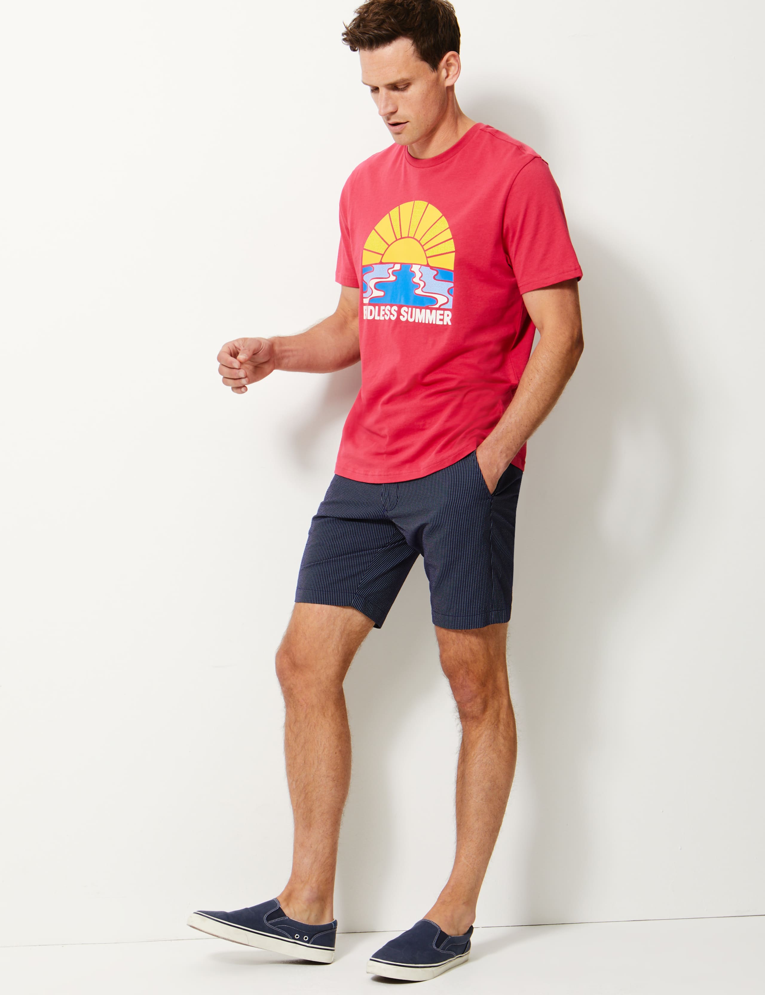 Pure Cotton Printed Crew Neck T-Shirt 2 of 3