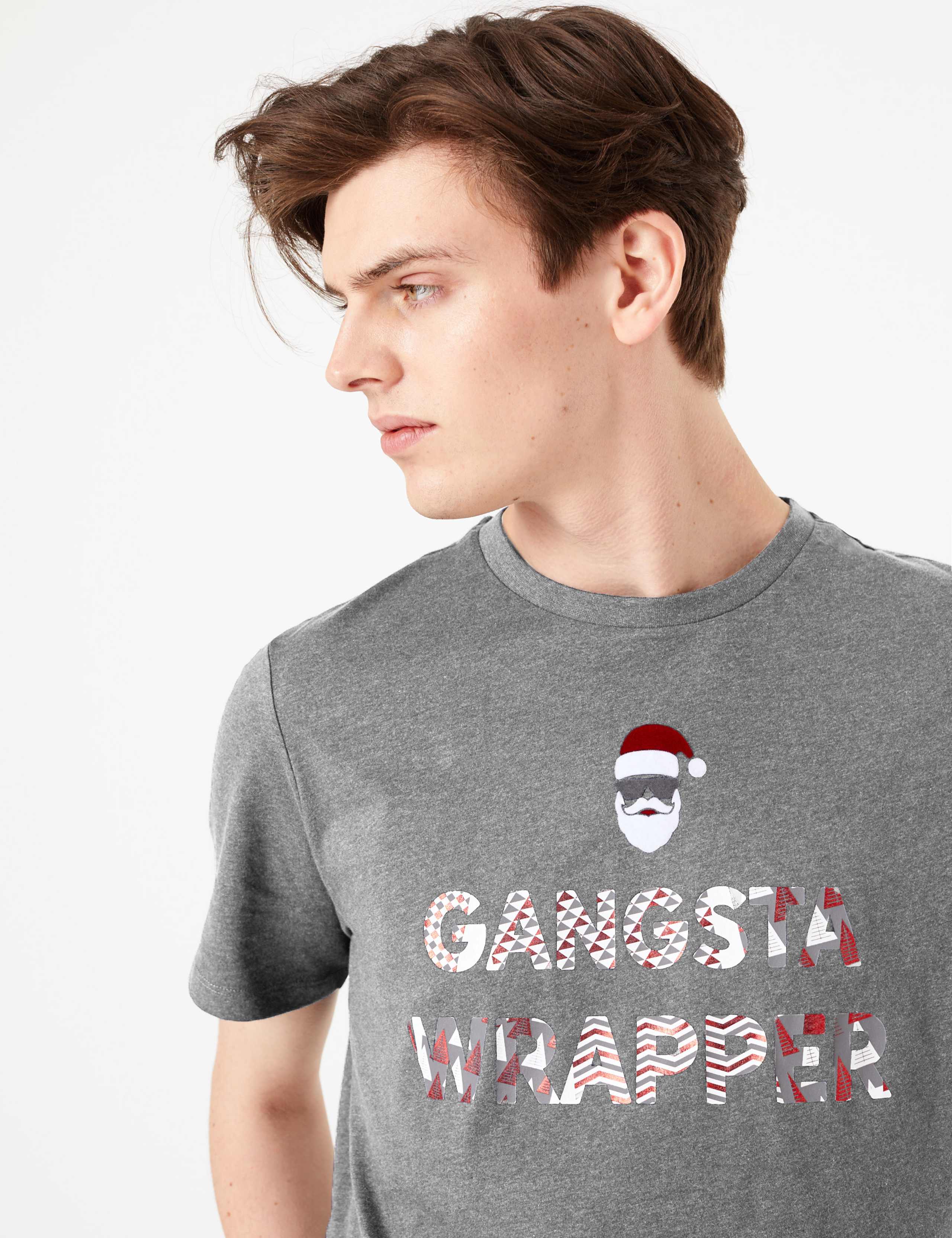 Pure Cotton Gangsta Wrapper Slogan T-Shirt 1 of 4