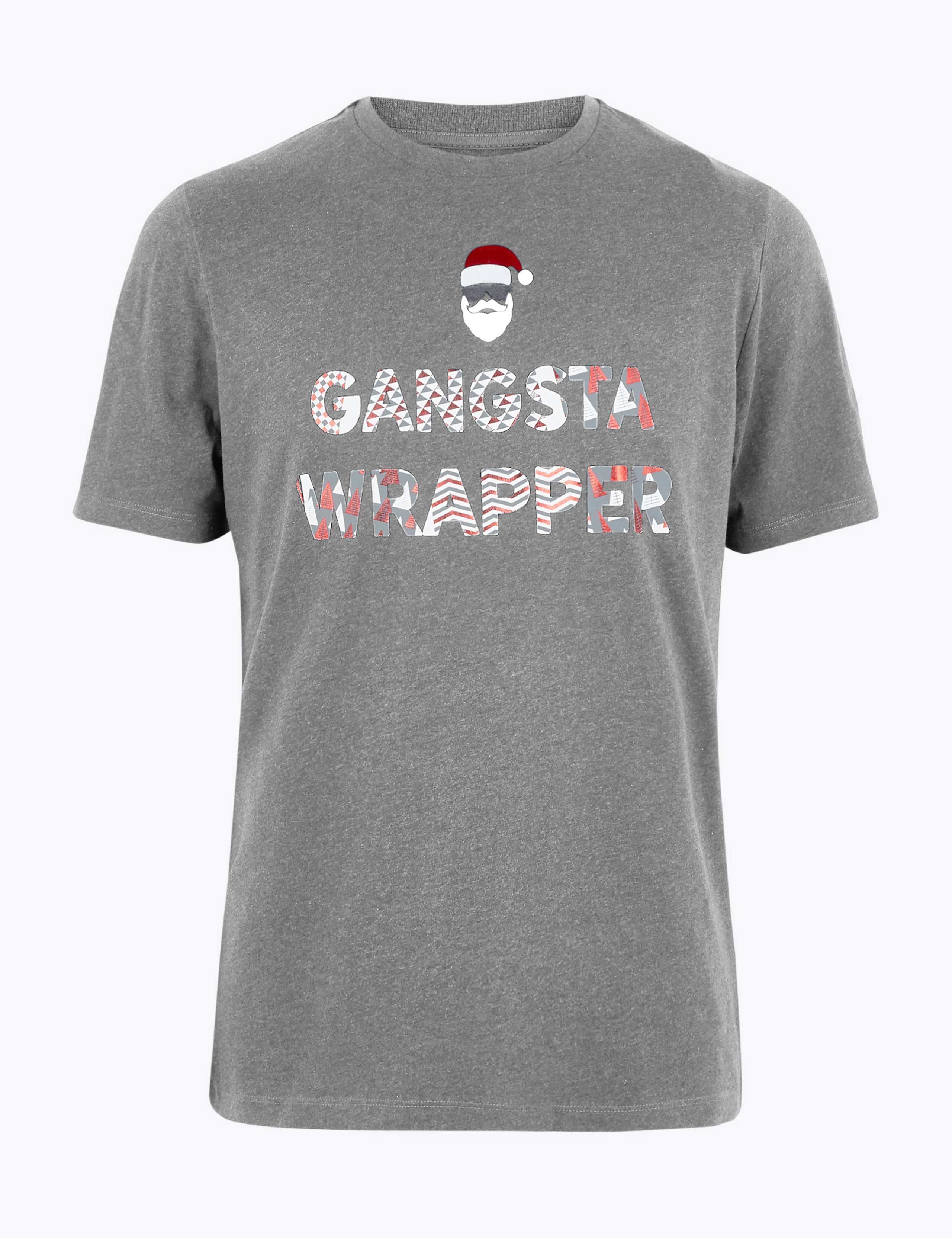 Pure Cotton Gangsta Wrapper Slogan T-Shirt 2 of 4