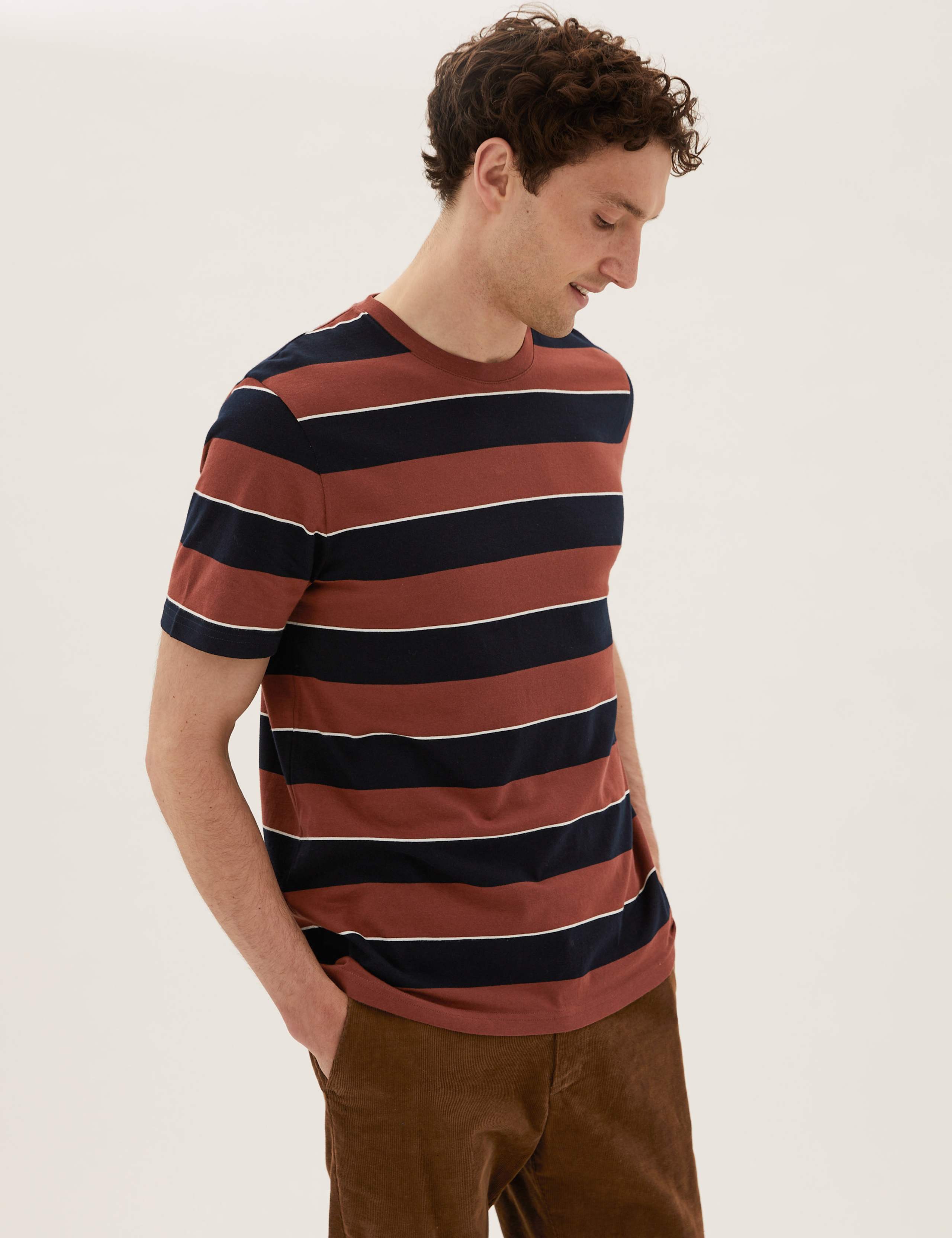 Pure Cotton Striped T-Shirt 1 of 3