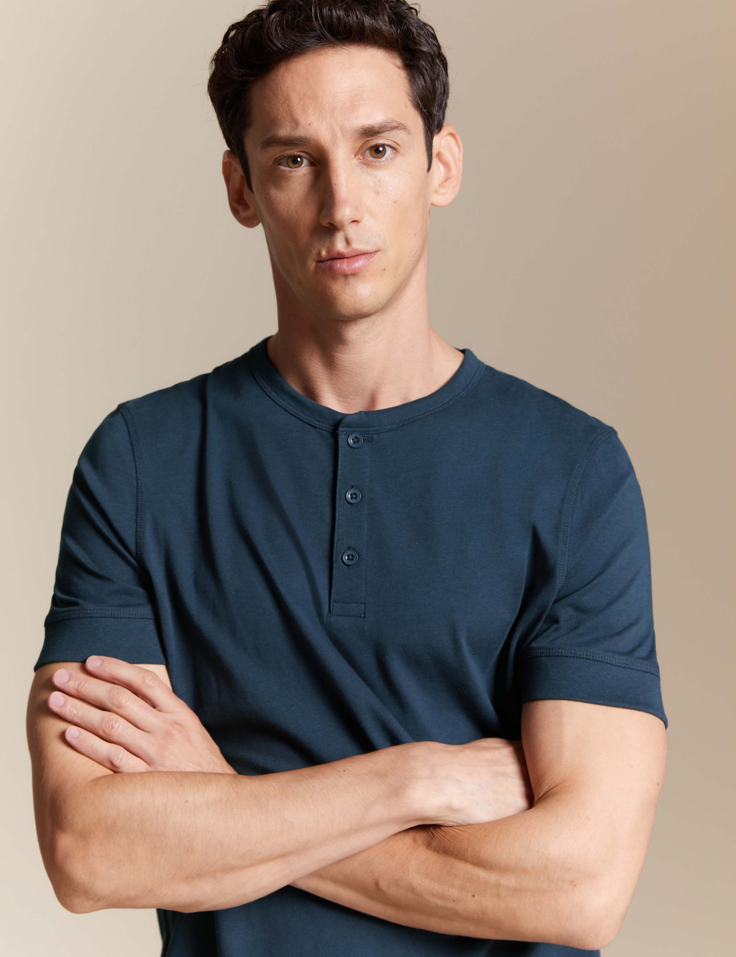 Pure Cotton Henley T-Shirt 1 of 7