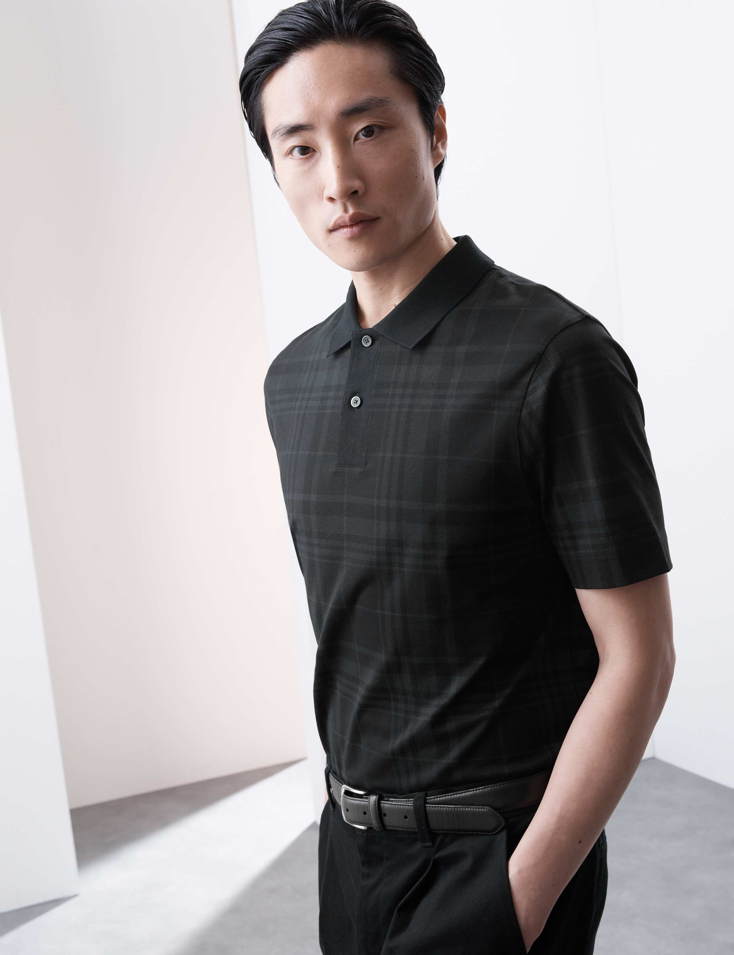 Pure Cotton Check Polo Shirt 1 of 6