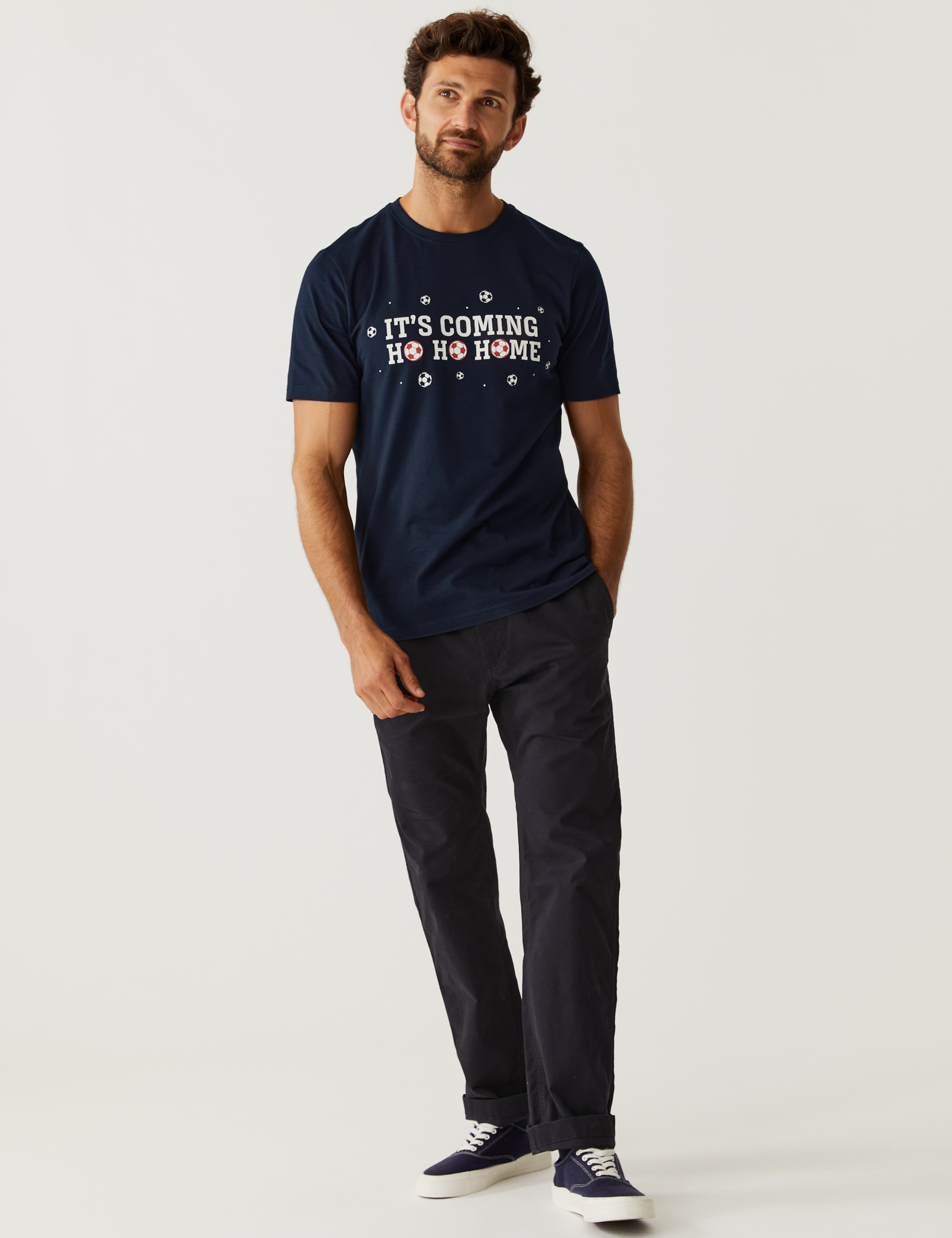 Men's Pure Cotton Football Slogan T-Shirt 1 of 5