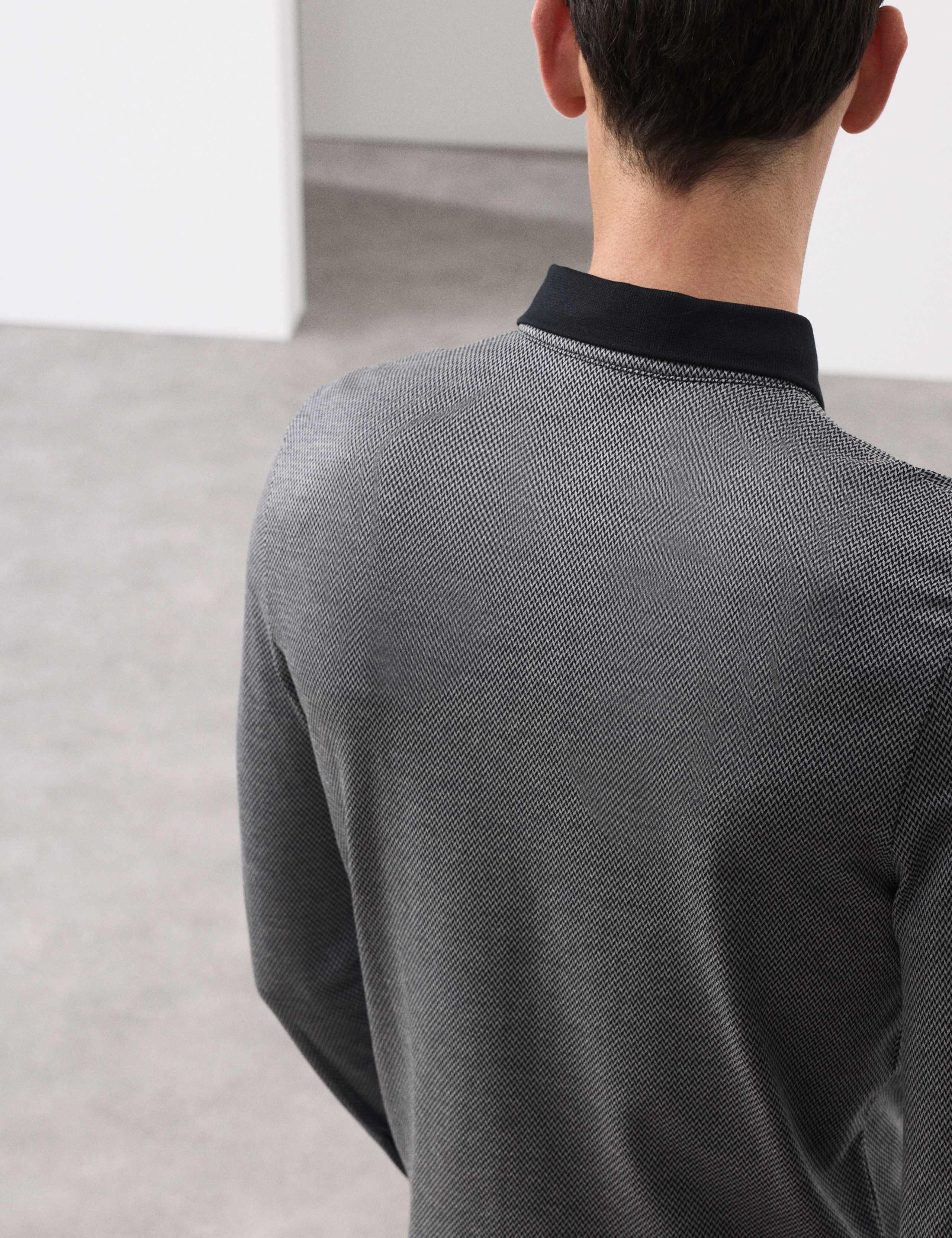 Pure Cotton Textured Long Sleeve Polo Shirt 4 of 6