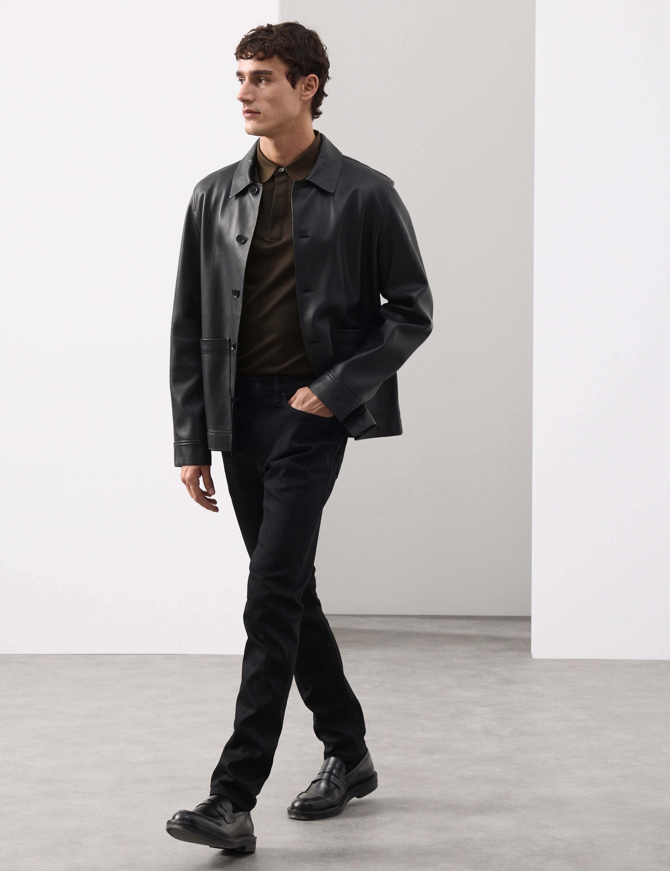 Pure Cotton Textured Long Sleeve Polo Shirt 3 of 7