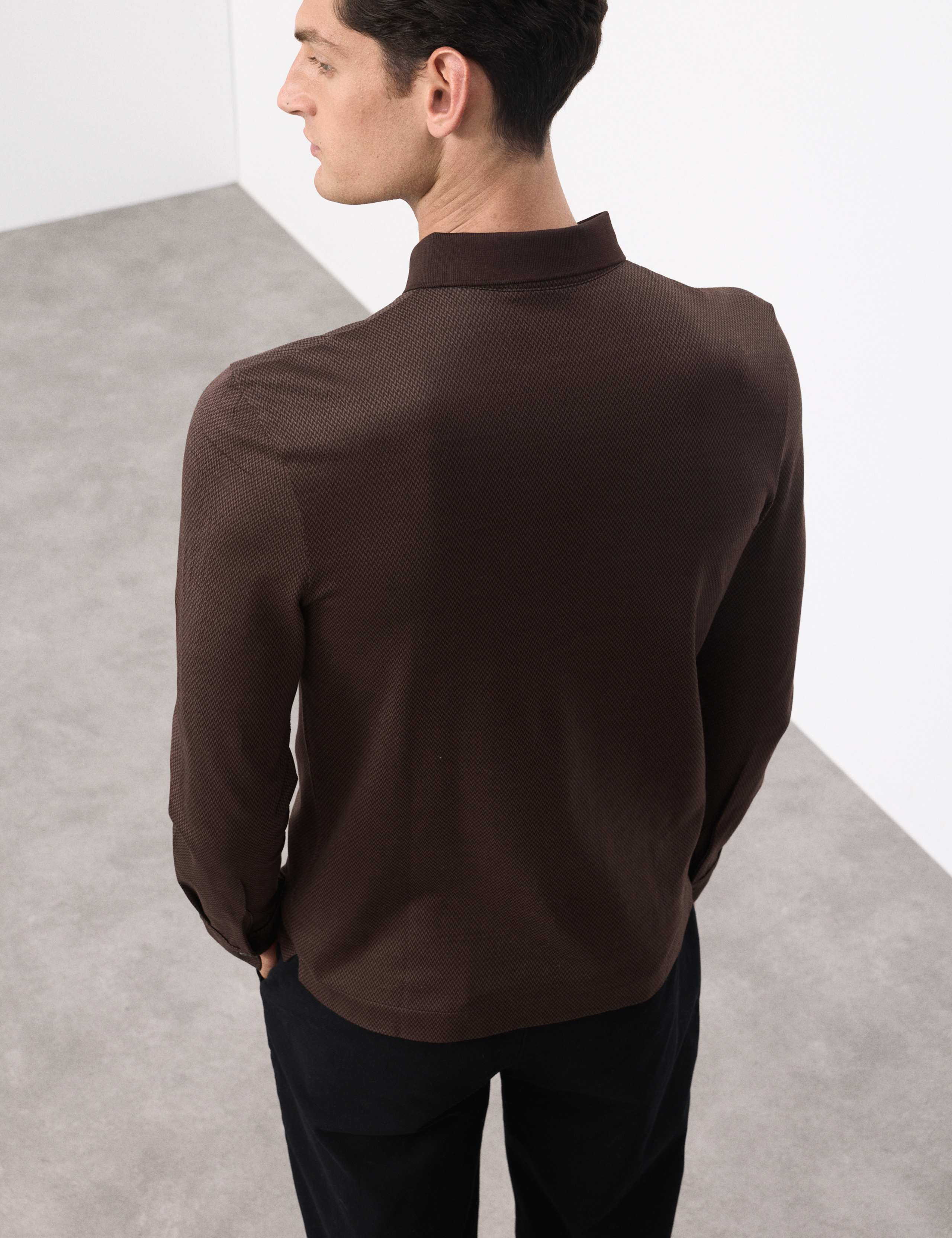 Pure Cotton Textured Long Sleeve Polo Shirt 5 of 6