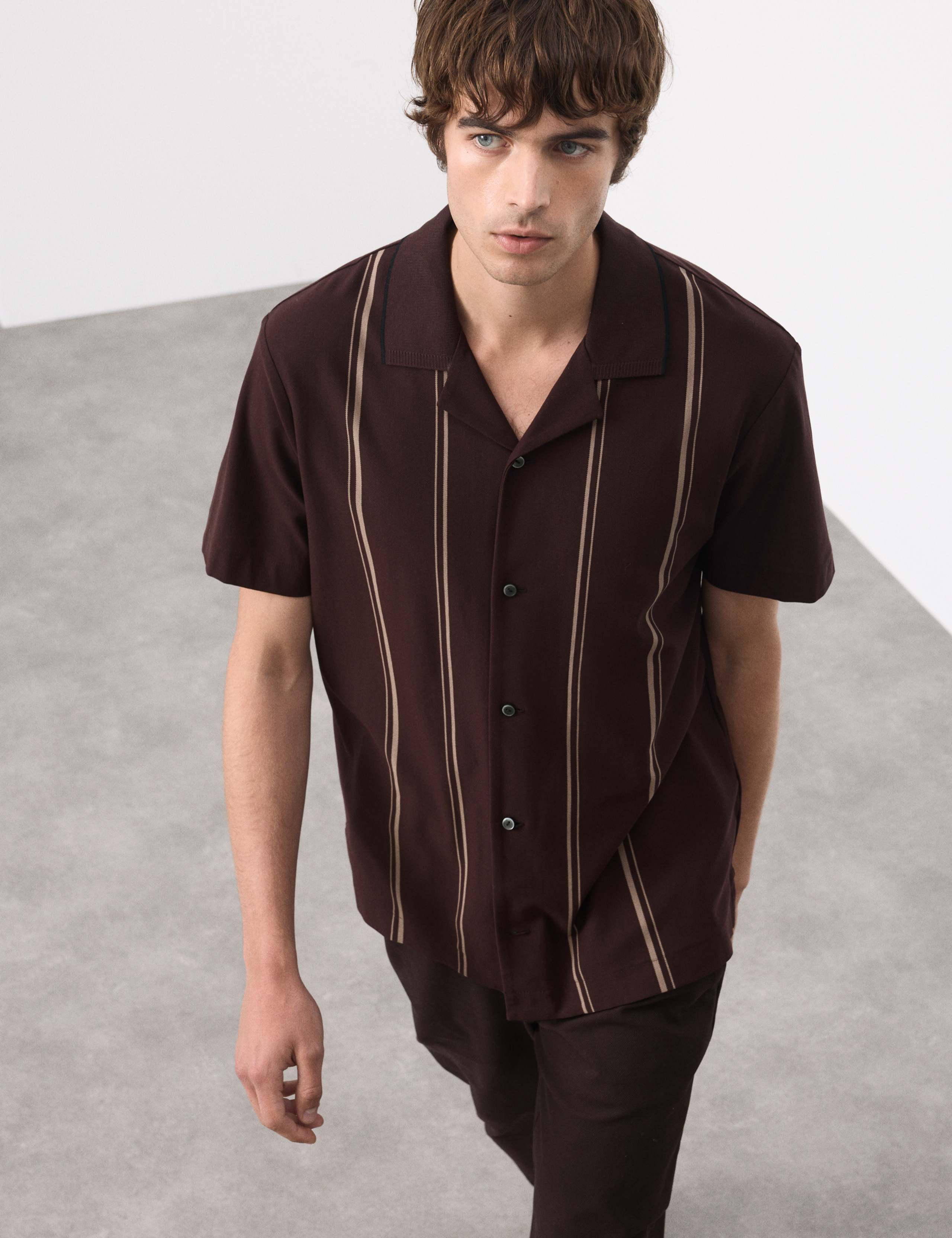 Cotton Rich Striped Revere Polo Shirt 1 of 6