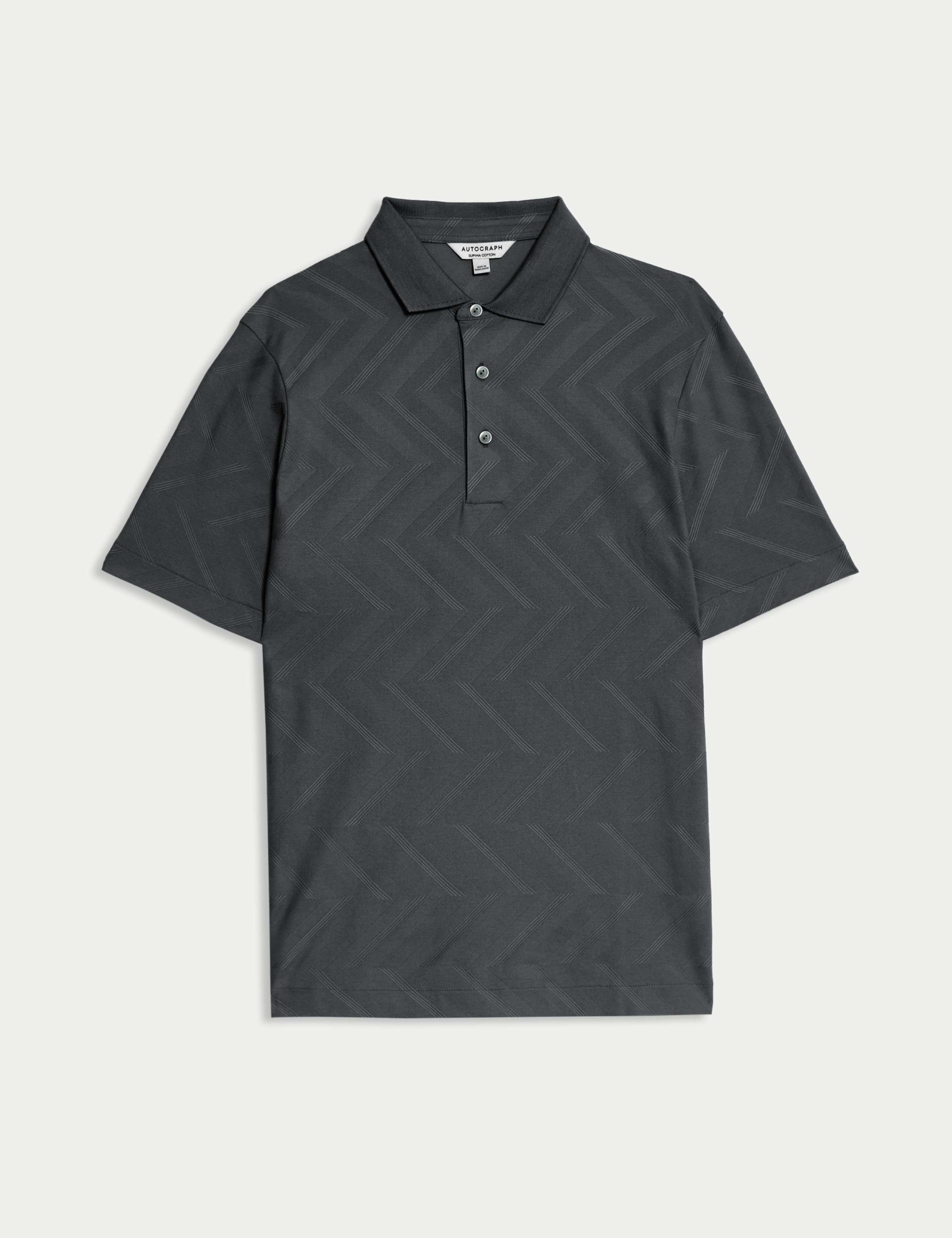 Pure Cotton Geometric Print Polo Shirt 2 of 5