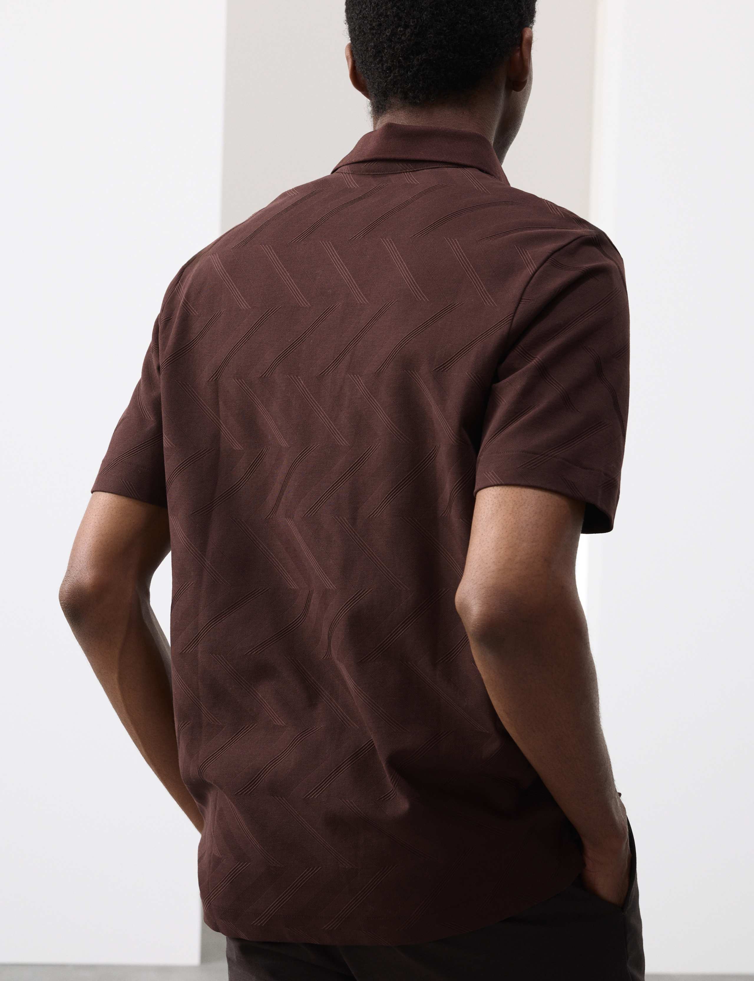 Pure Cotton Geometric Print Polo Shirt 6 of 7