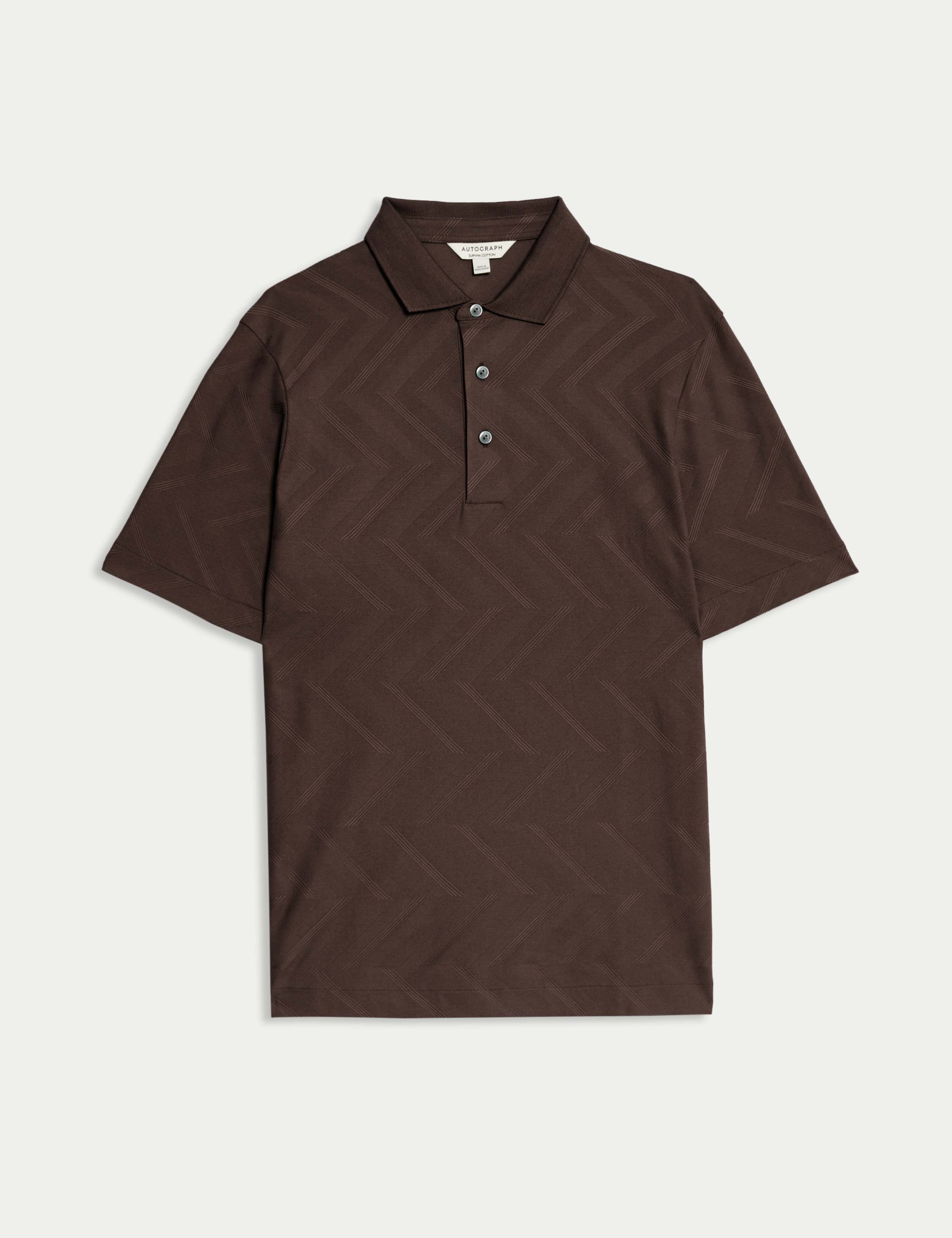 Pure Cotton Geometric Print Polo Shirt 2 of 7