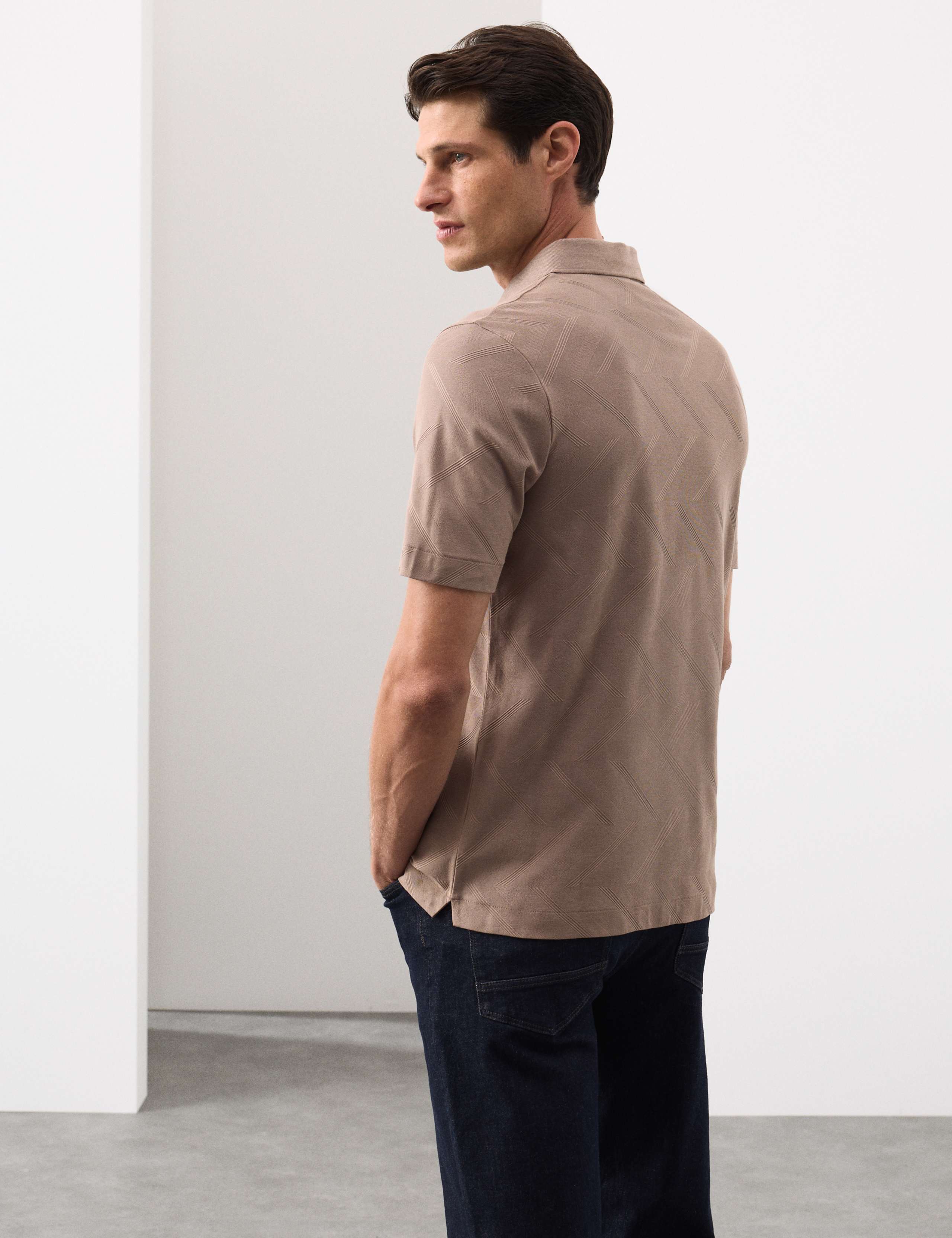 Pure Cotton Geometric Print Polo Shirt 4 of 7