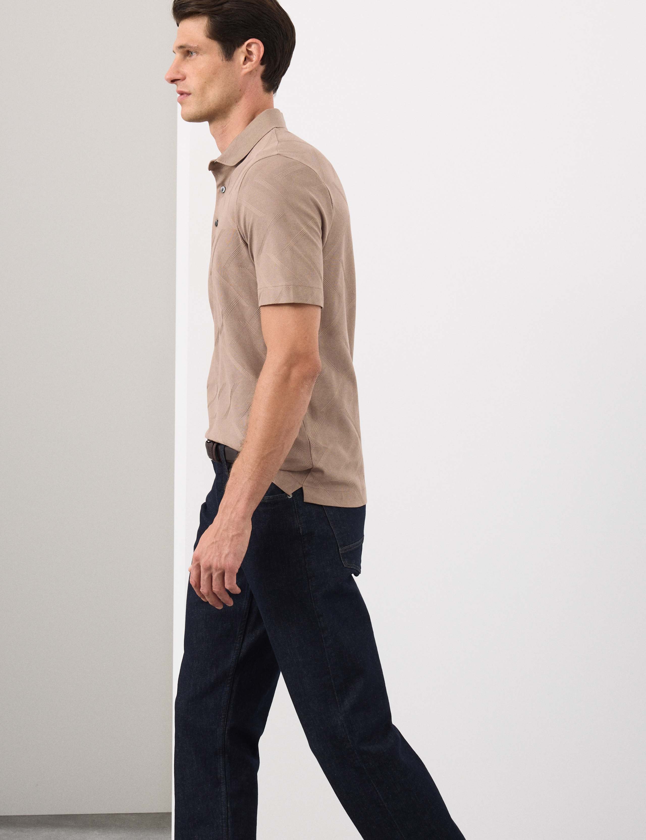 Pure Cotton Geometric Print Polo Shirt 7 of 7