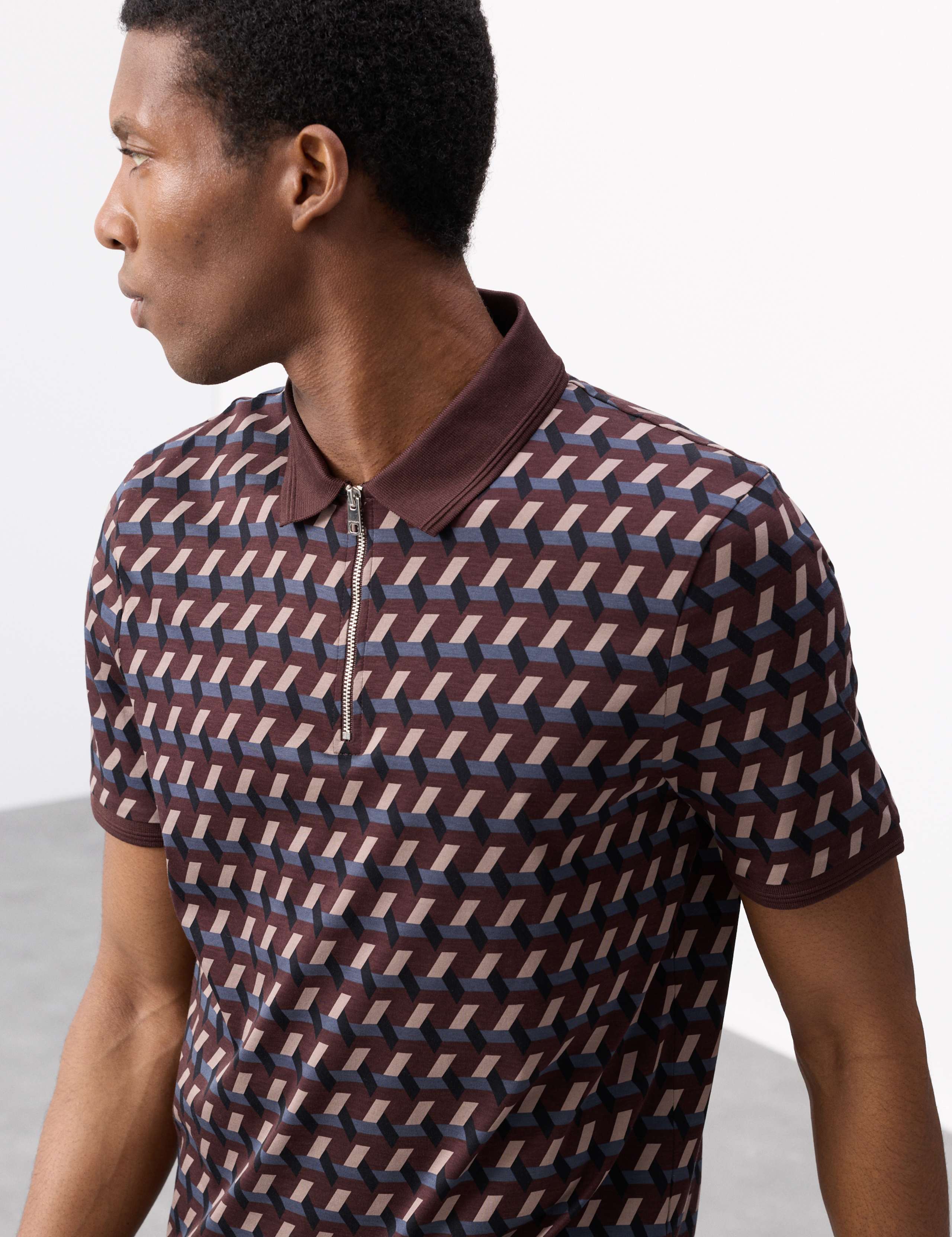 Pure Supima® Cotton Geometric Polo 1 of 5
