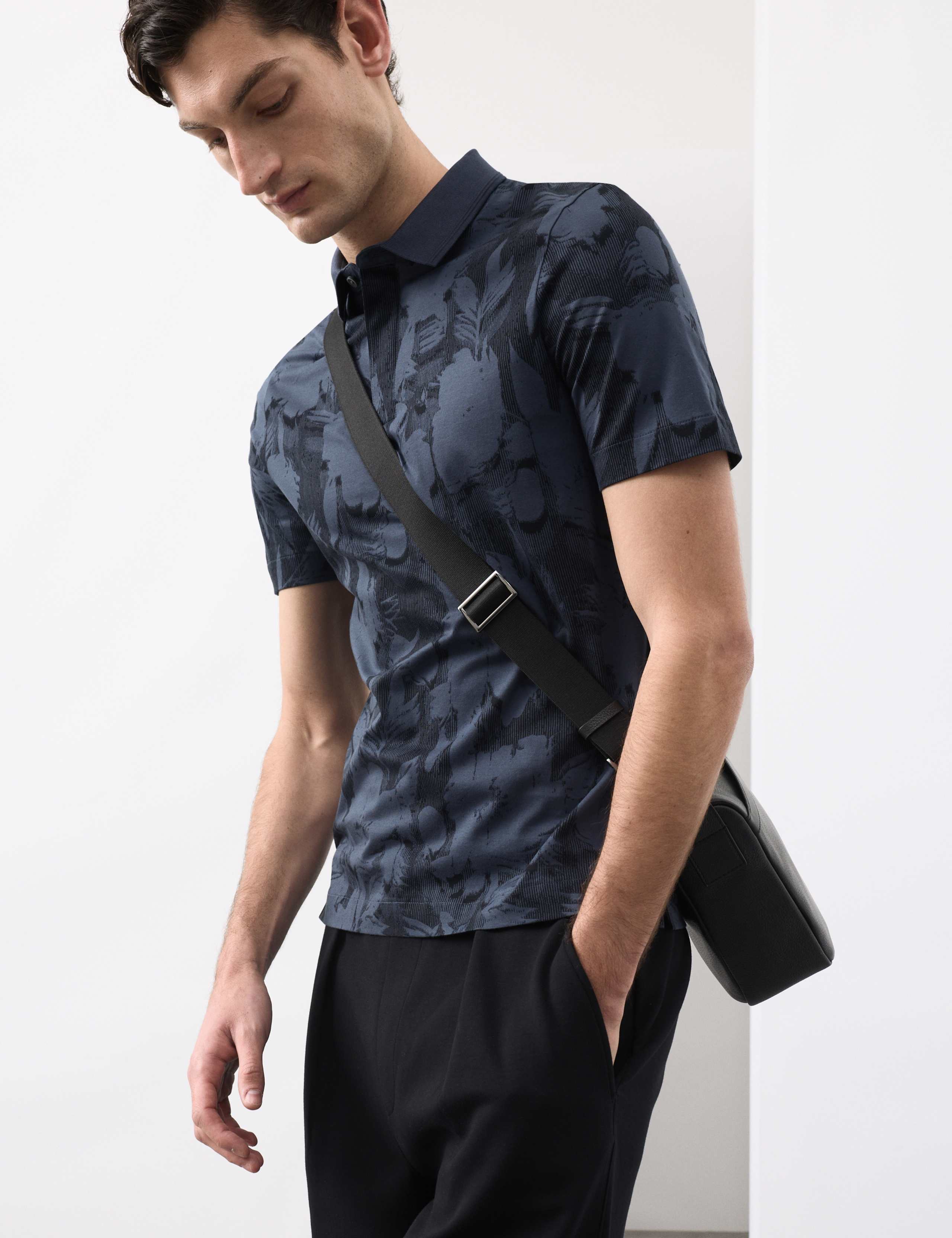 Pure Cotton Floral Print Polo Shirt 1 of 6