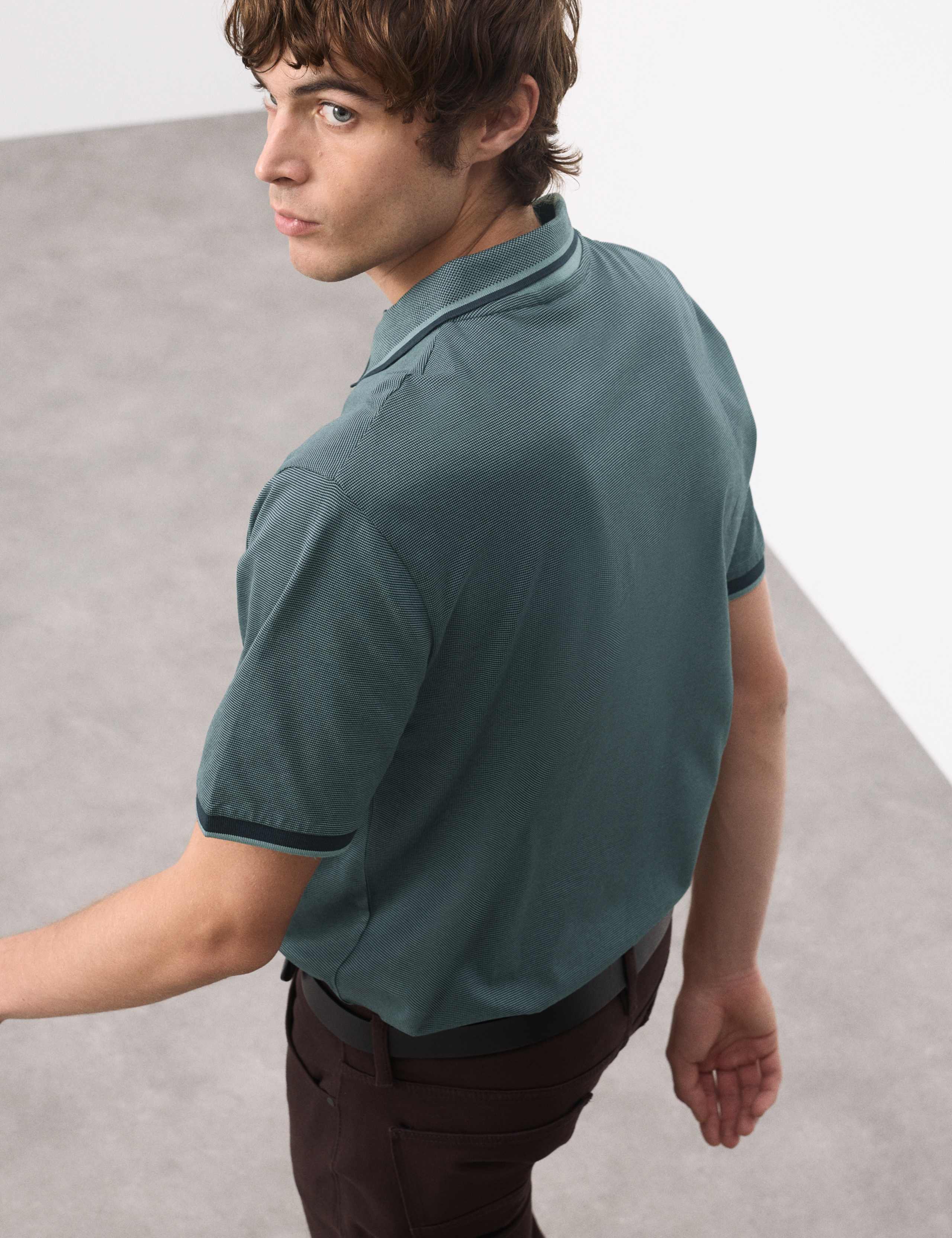 Pure Cotton Jacquard Polo Shirt 7 of 7