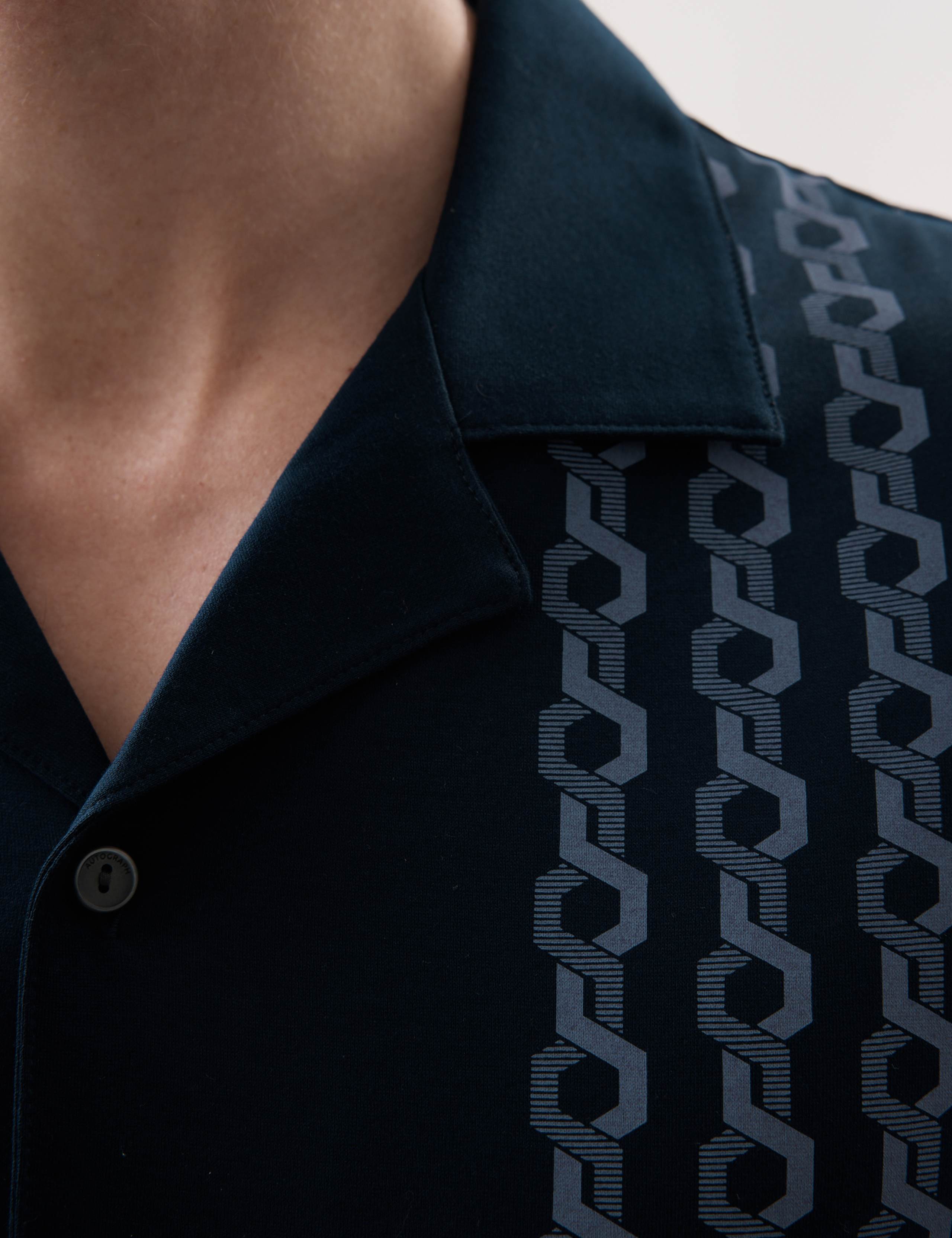 Pure Cotton Chain Print Revere Polo Shirt 5 of 5