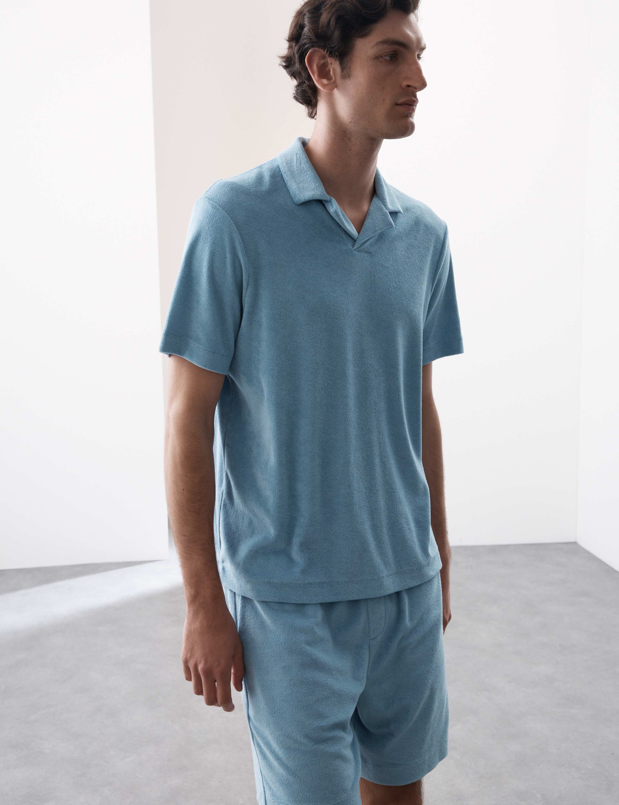 Cotton Rich Towelling Revere Polo Shirt 3 of 7