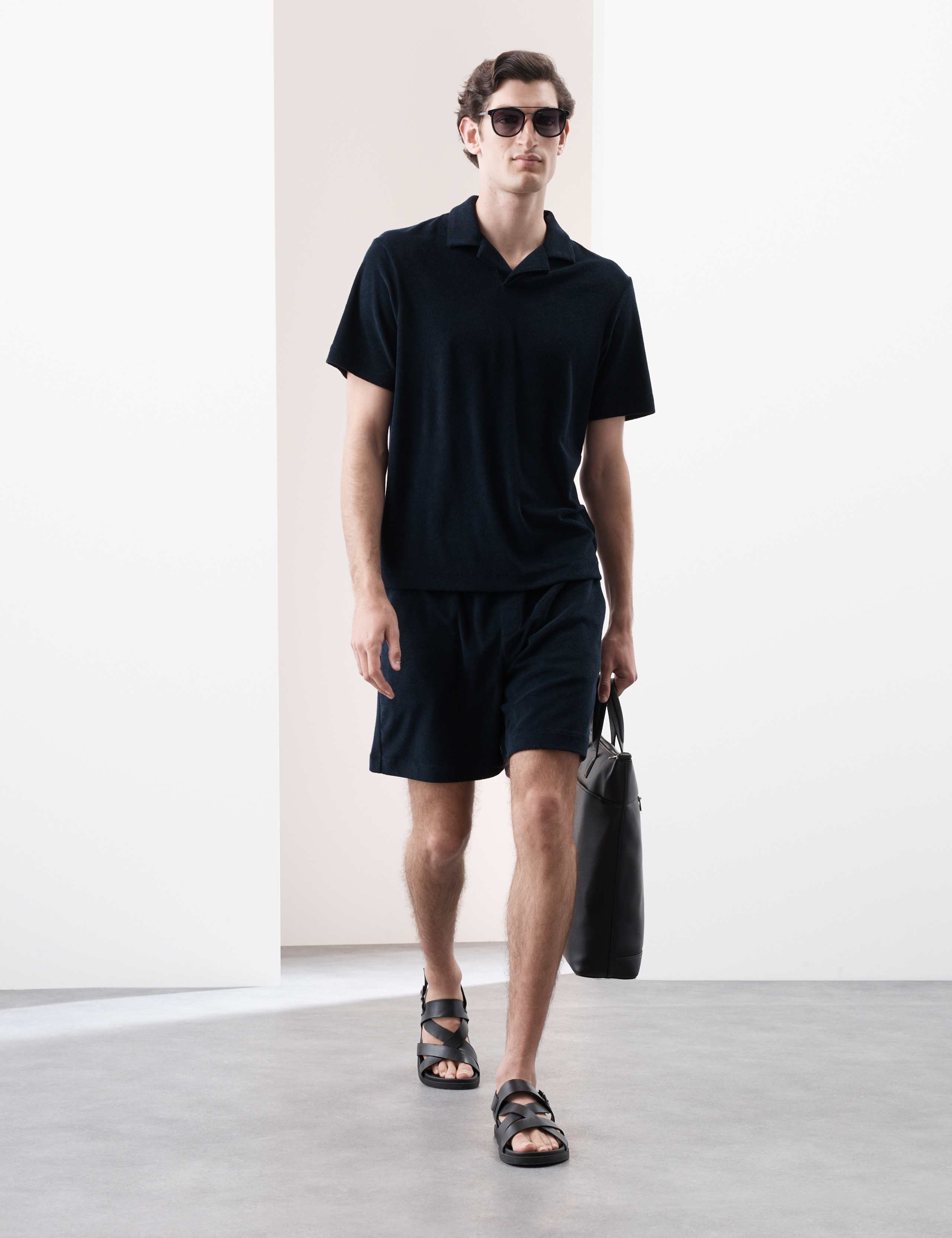 Cotton Rich Towelling Revere Polo Shirt 1 of 6