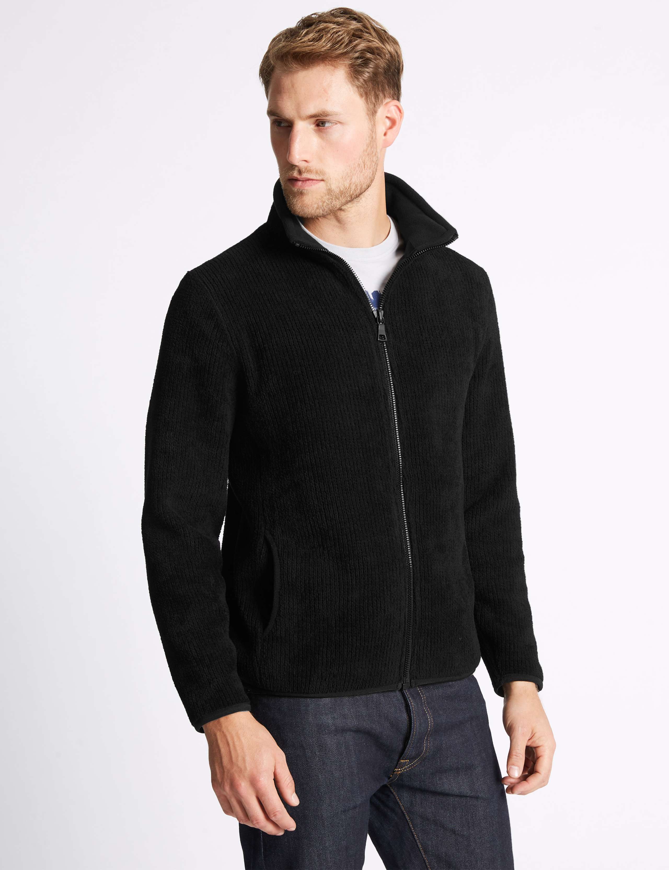Textured Zipped Through Fleece Jacket 1 of 5