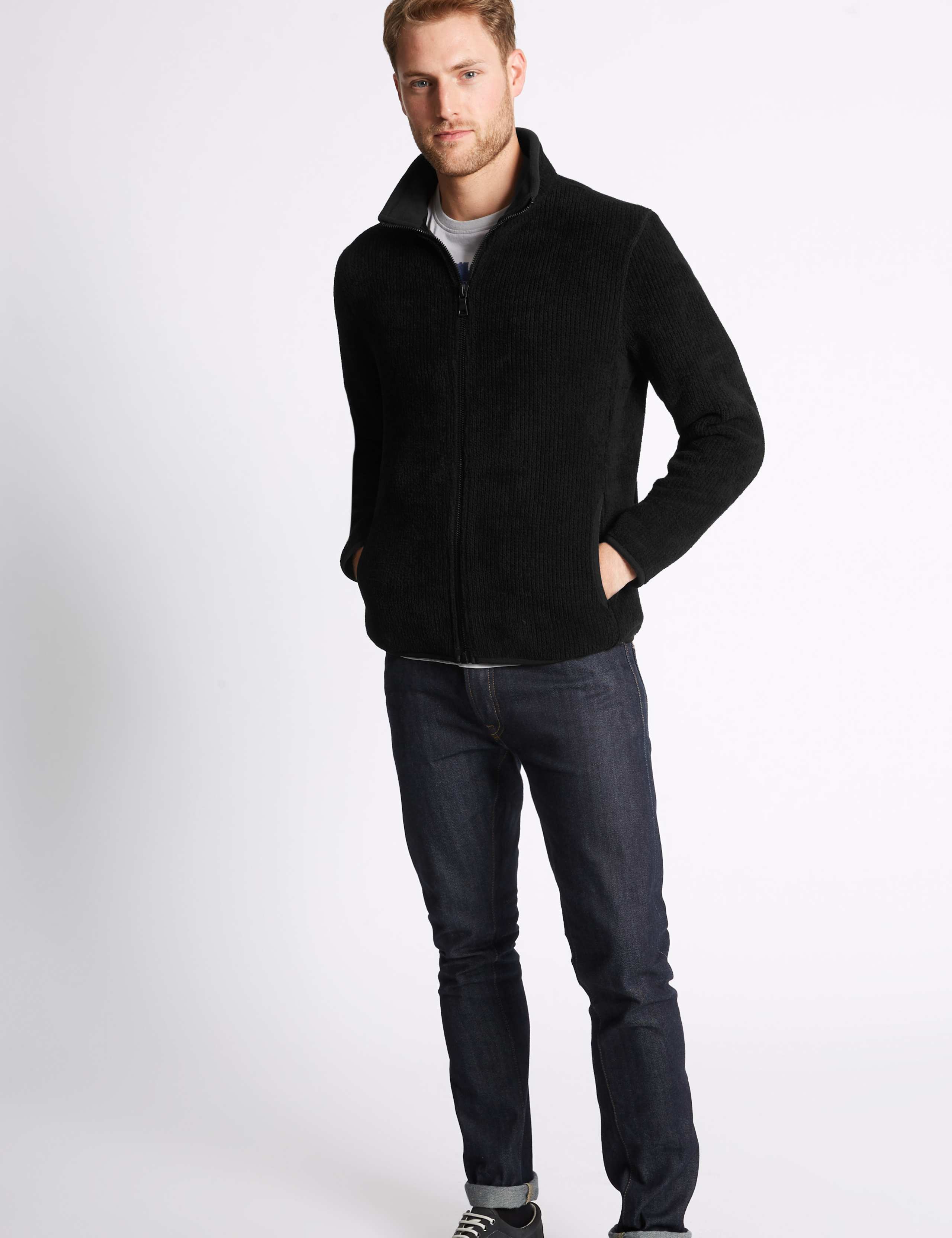 Textured Zipped Through Fleece Jacket 3 of 5