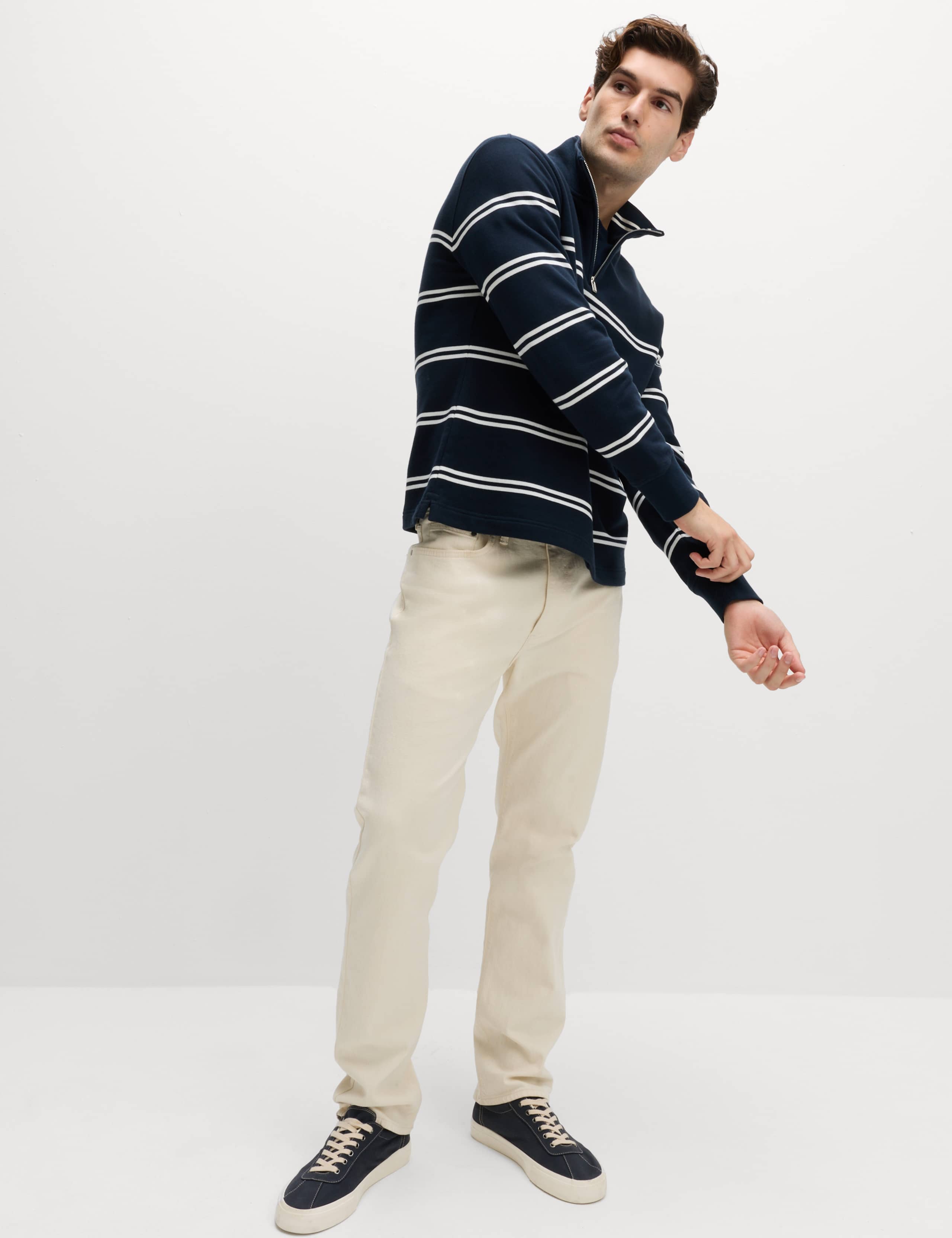 Pure Cotton Striped Half Zip Sweatshirt 3 of 5