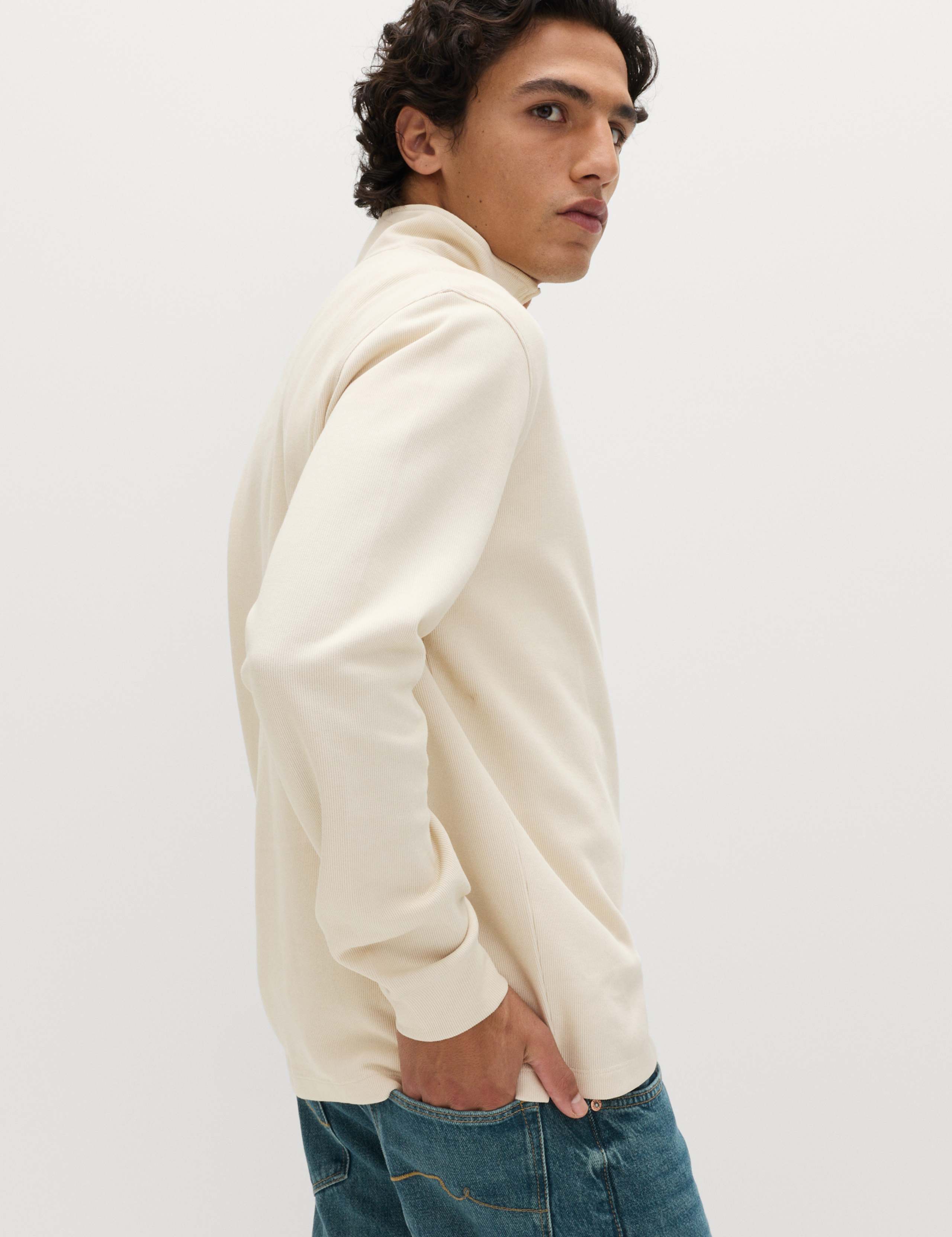 Cotton Rich Double Knit Half Zip Sweatshirt 5 of 6