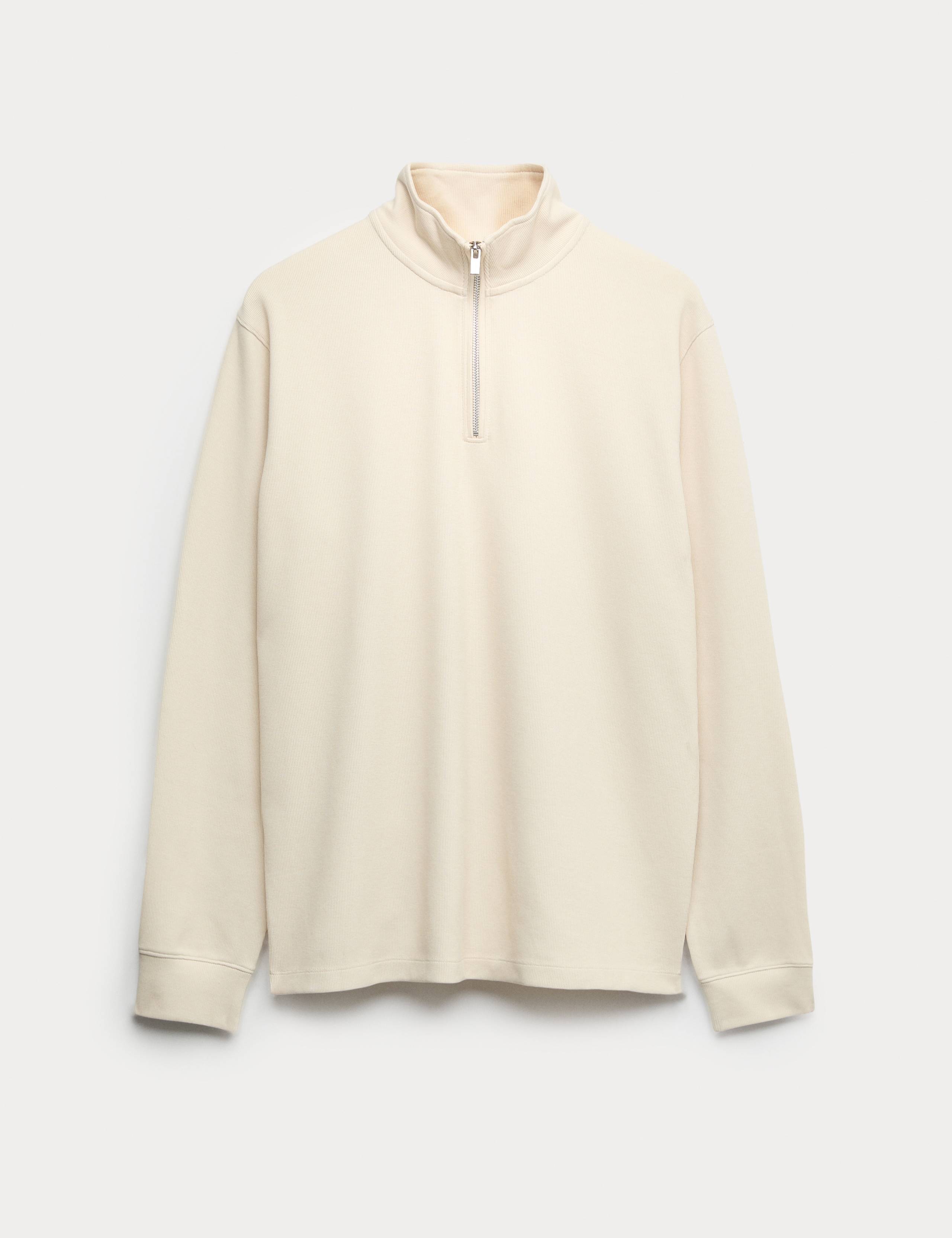 Cotton Rich Double Knit Half Zip Sweatshirt 2 of 6