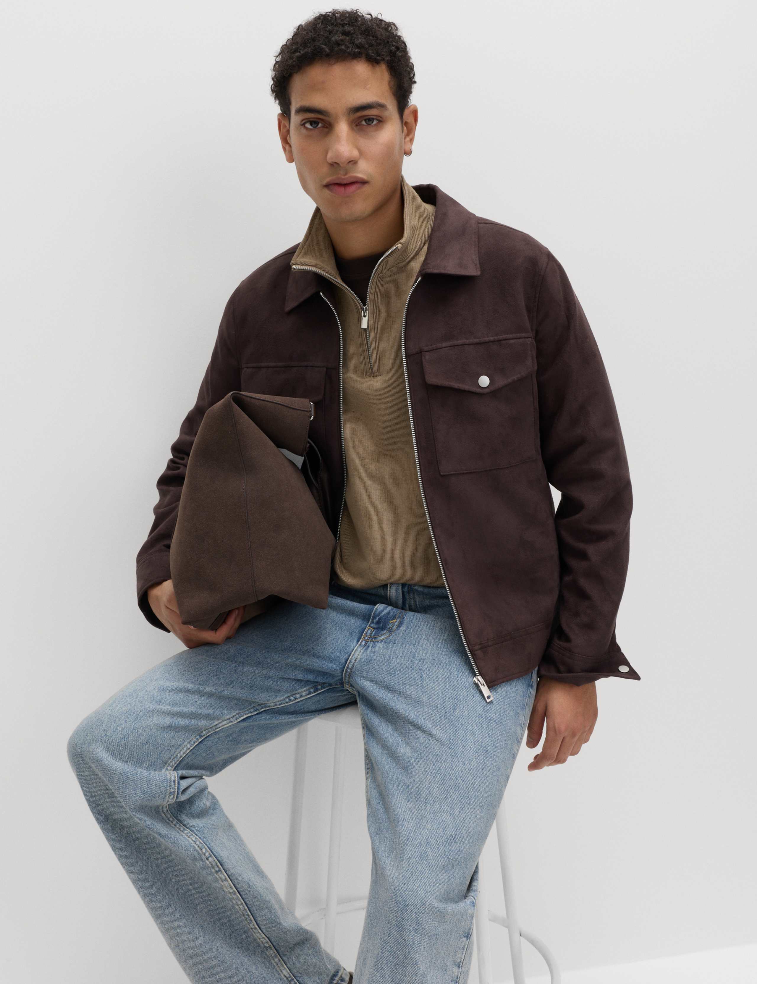 Cotton Rich Double Knit Half Zip Sweatshirt 4 of 5