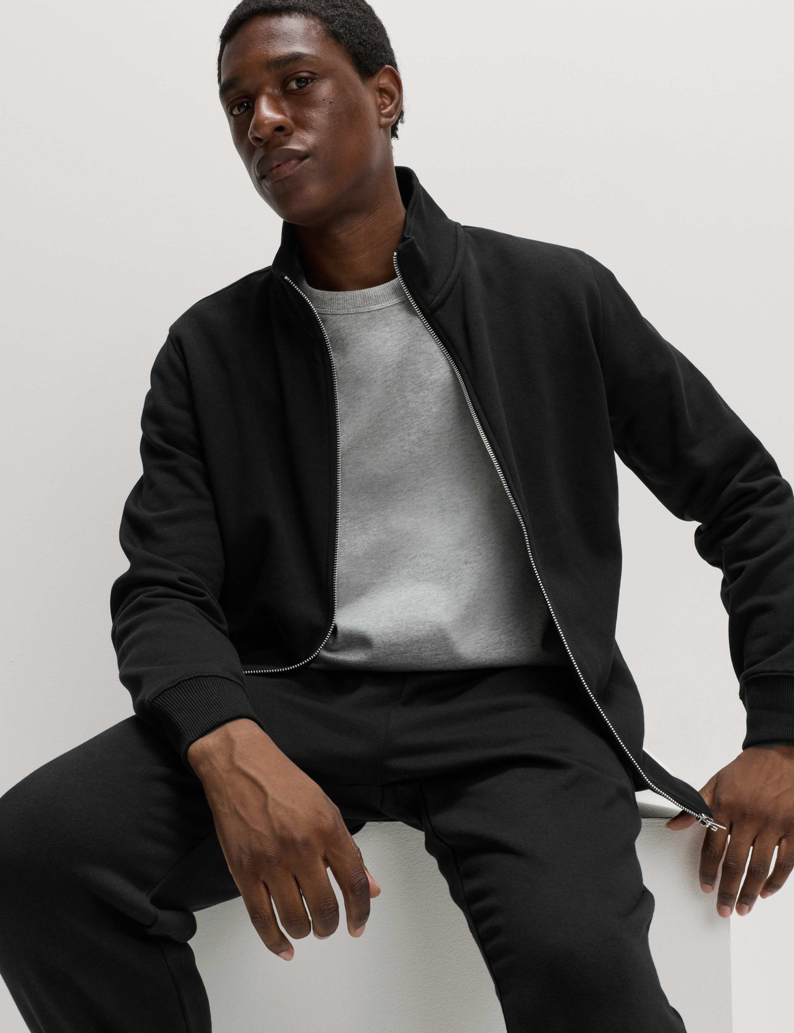 Brushed Cotton Rich Funnel Neck Sweatshirt 1 of 5
