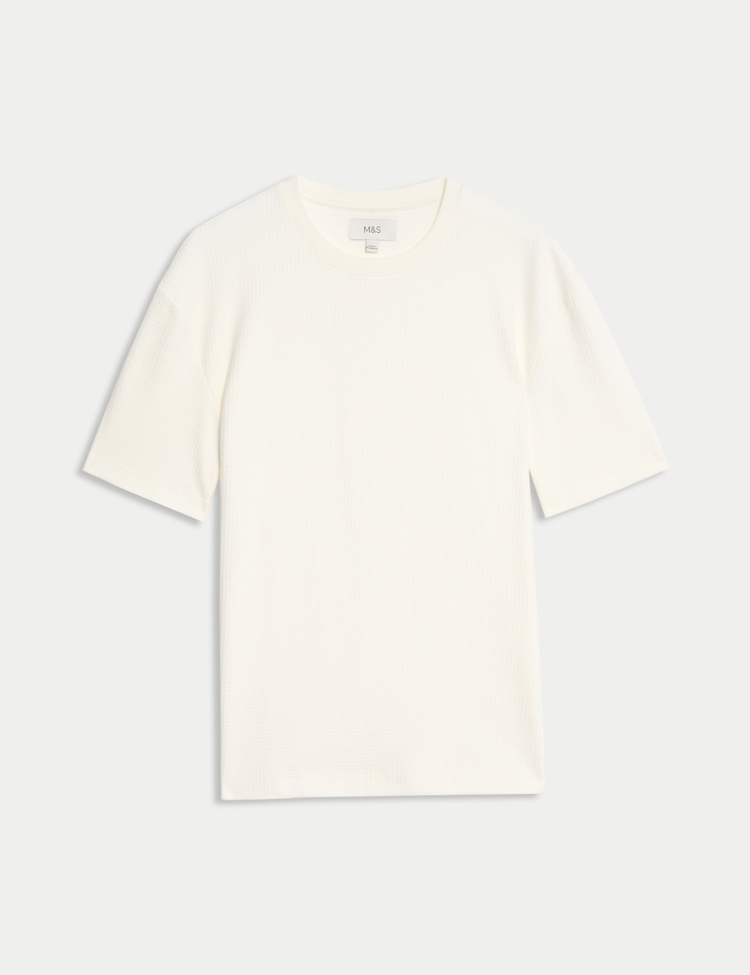 Relaxed Pure Cotton Waffle T-Shirt 2 of 5