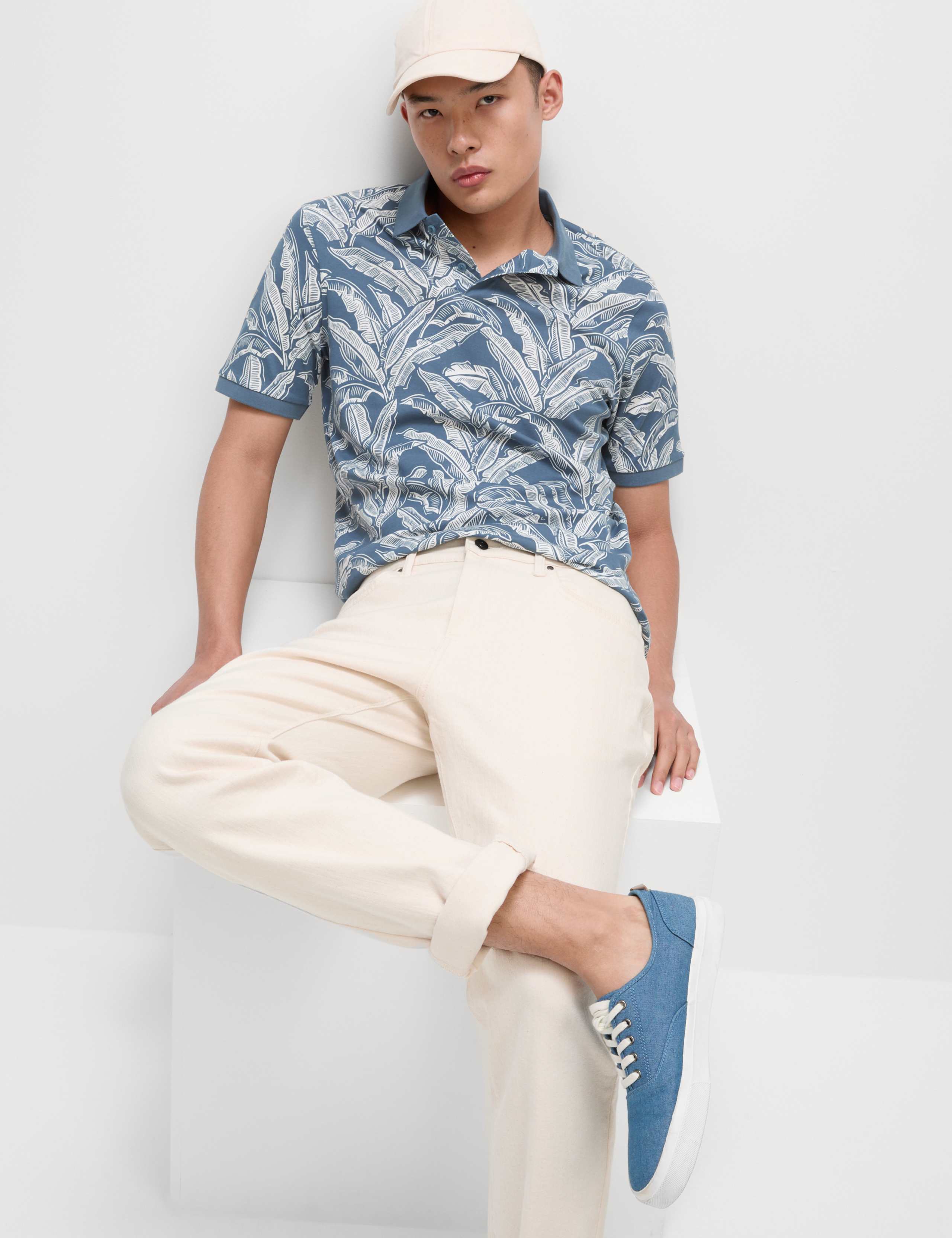 Pure Cotton Banana Leaf Print Polo Shirt 4 of 5