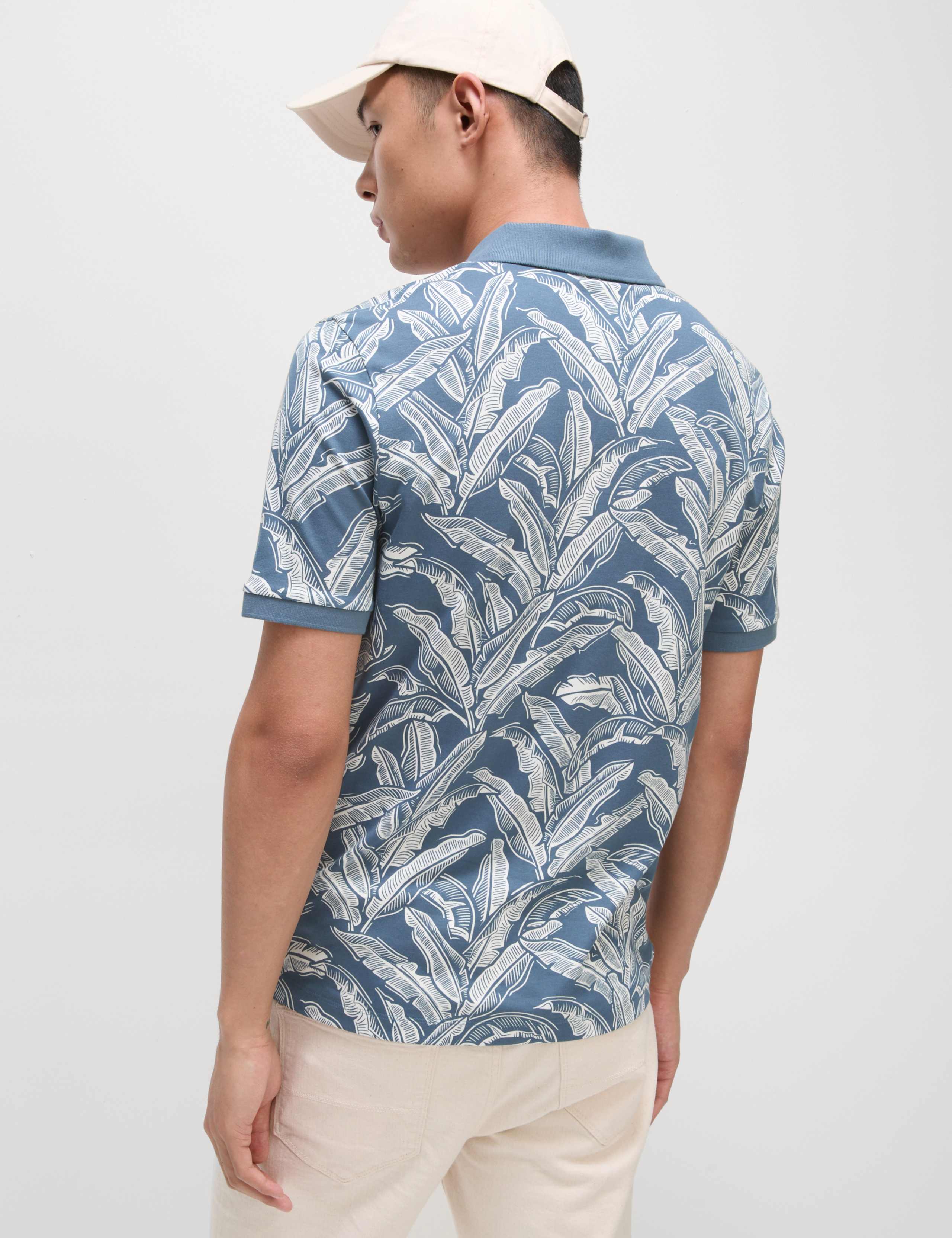 Pure Cotton Banana Leaf Print Polo Shirt 5 of 5