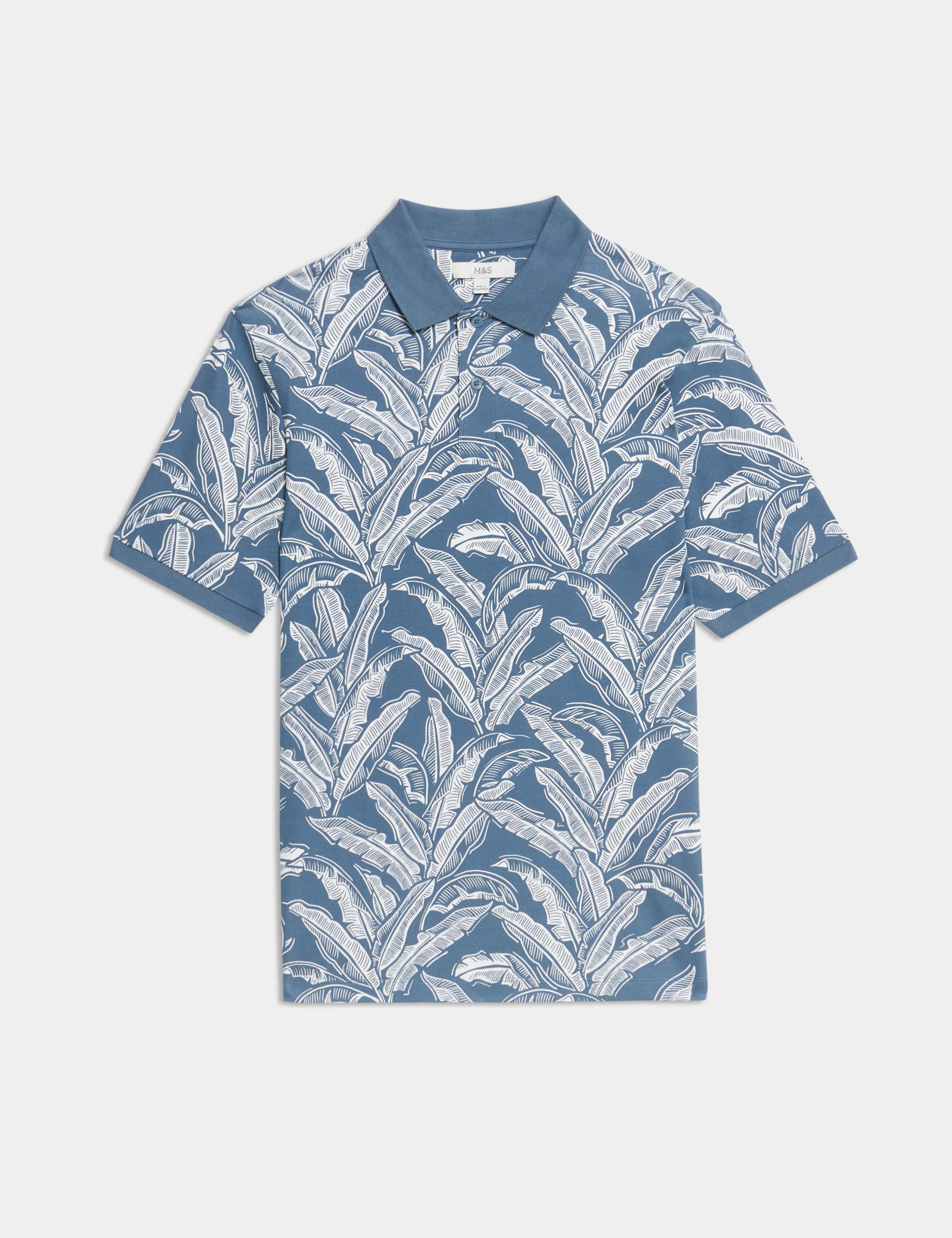 Pure Cotton Banana Leaf Print Polo Shirt 2 of 5
