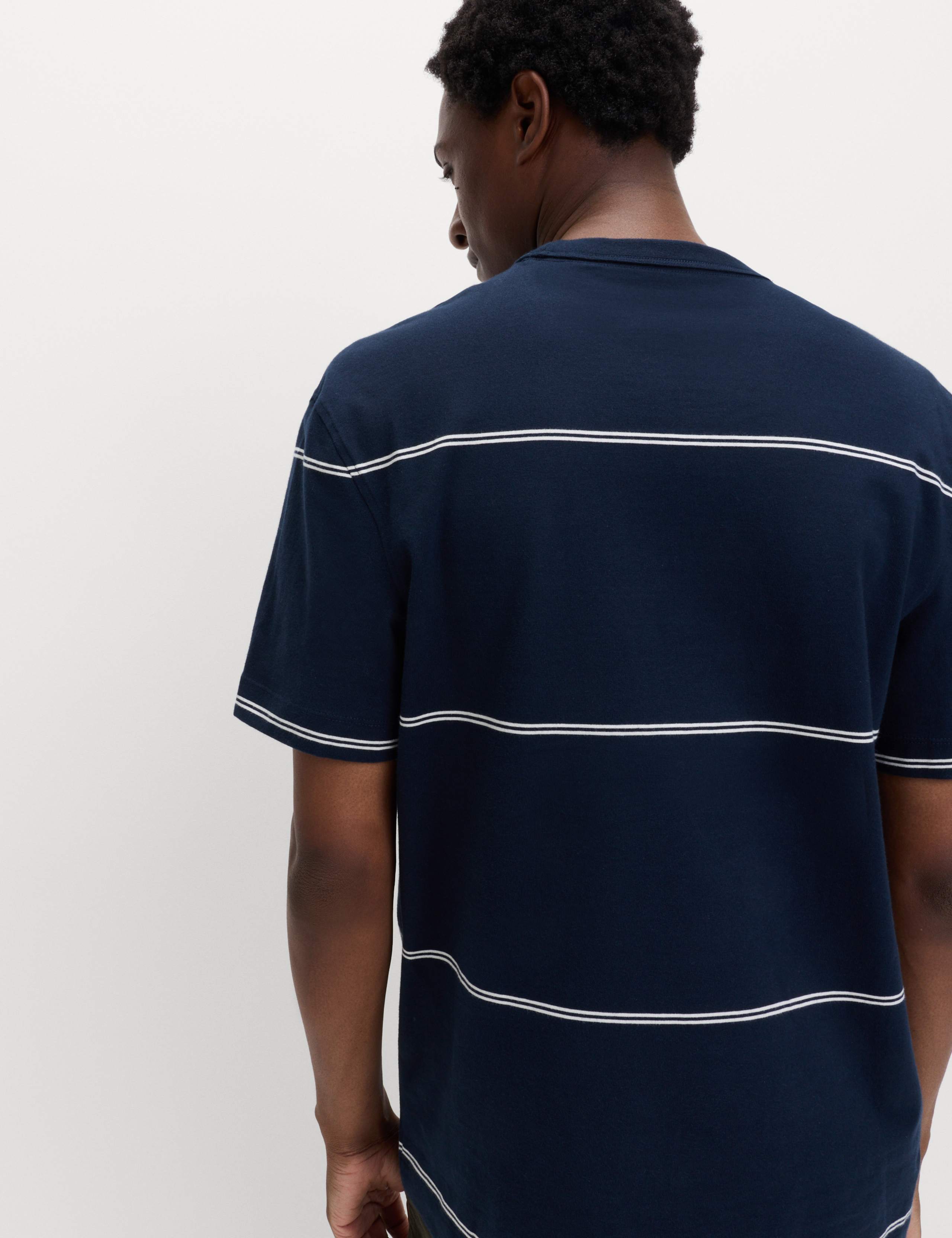 Pure Cotton Striped Relaxed Crew Neck T-Shirt 5 of 5